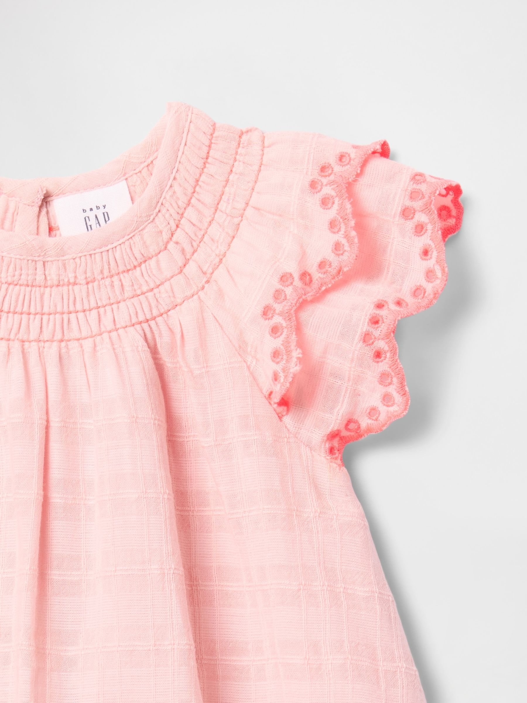 Pink Flutter-Sleeve Cotton Dress (Newborn-24mths) - Image 3 of 3