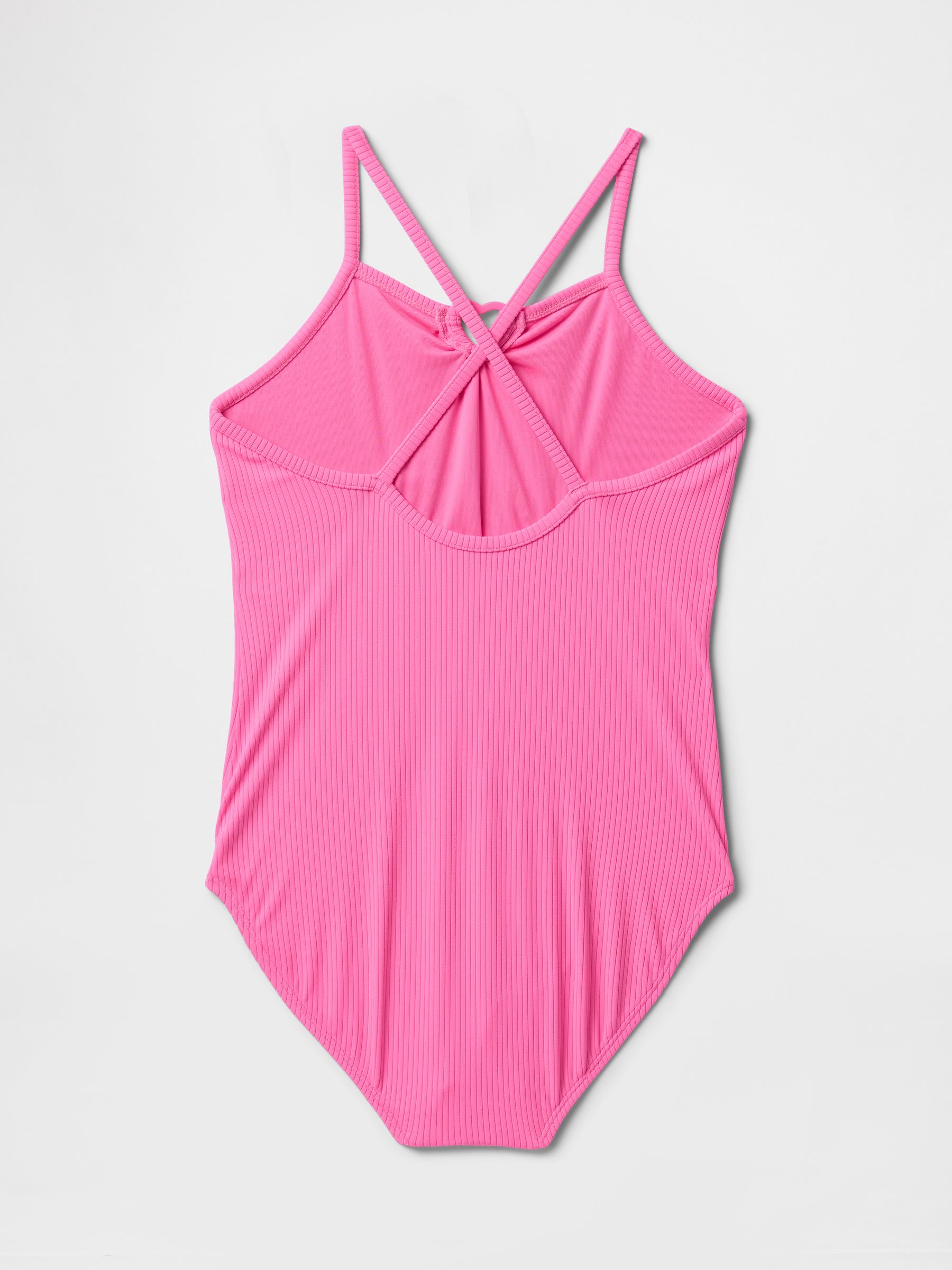 Pink Heart Rib Cross Back Swimsuit (4-13yrs) - Image 2 of 3