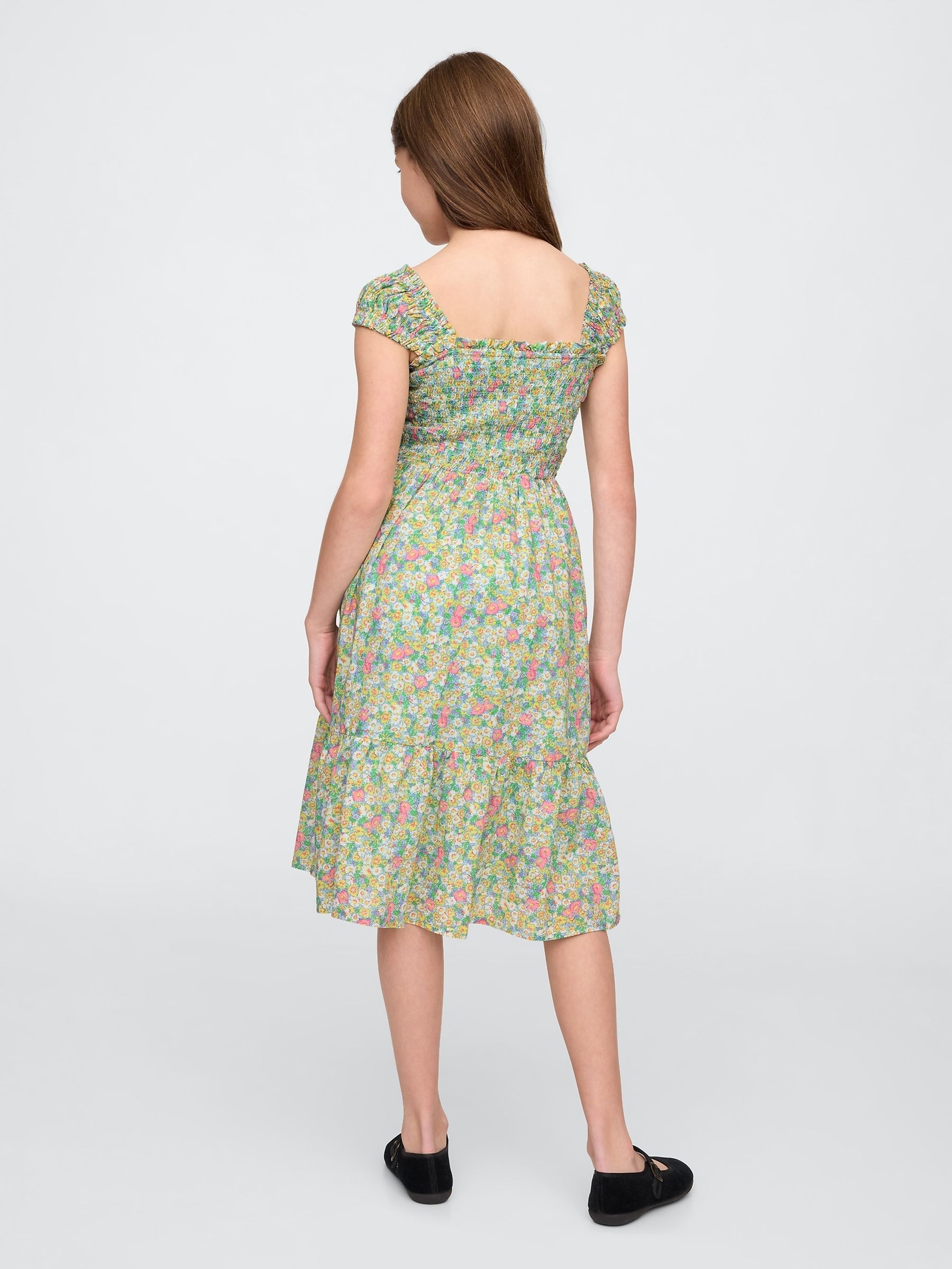 Green Floral Cap-Sleeve Midi Dress (4-13yrs) - Image 2 of 4