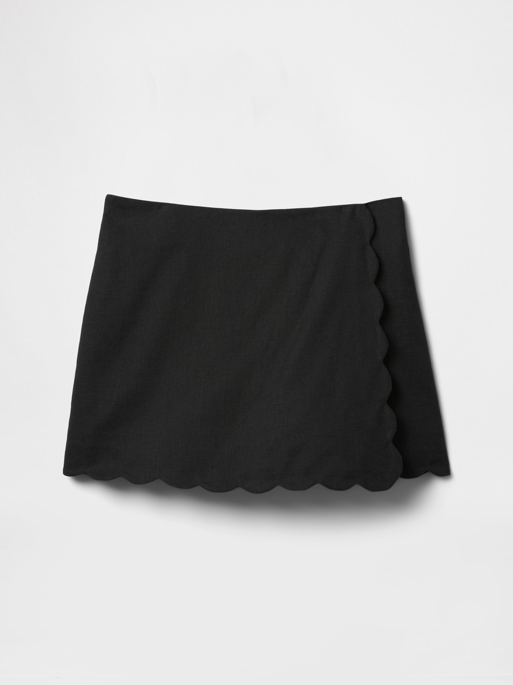 Black Linen-Cotton Scalloped Wrap Skort (4-13yrs) - Image 4 of 4