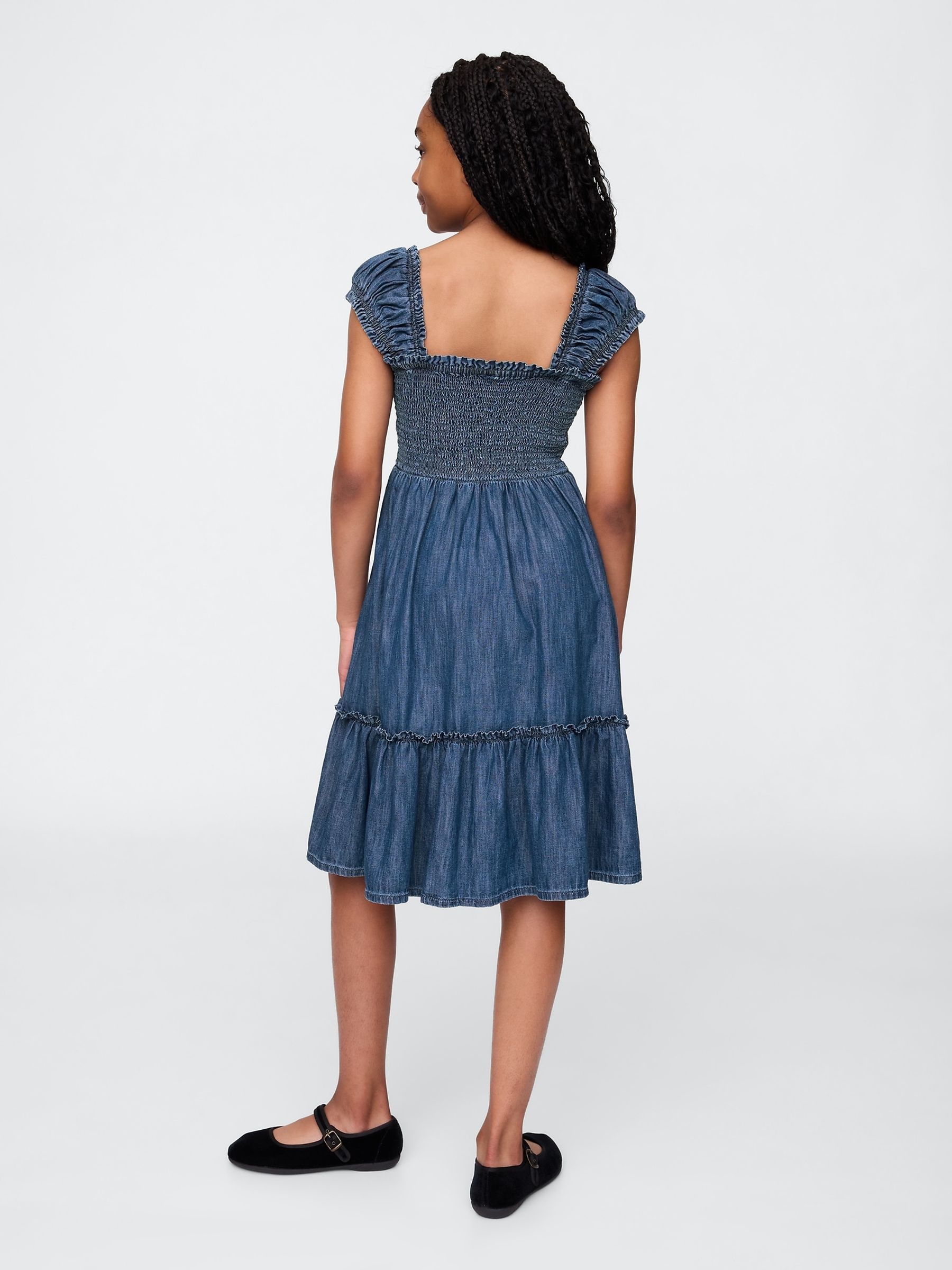 Blue Denim Puff-Sleeve Dress (4-13yrs) - Image 2 of 4