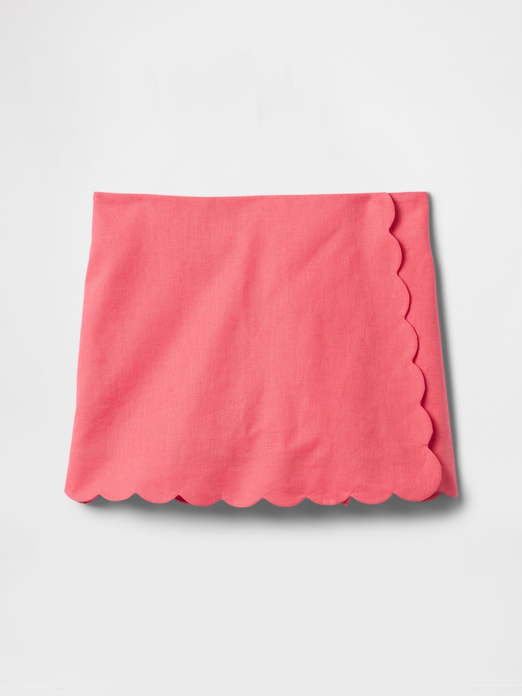 Coral Linen-Cotton Scalloped Wrap Skort (4-13yrs) - Image 3 of 4