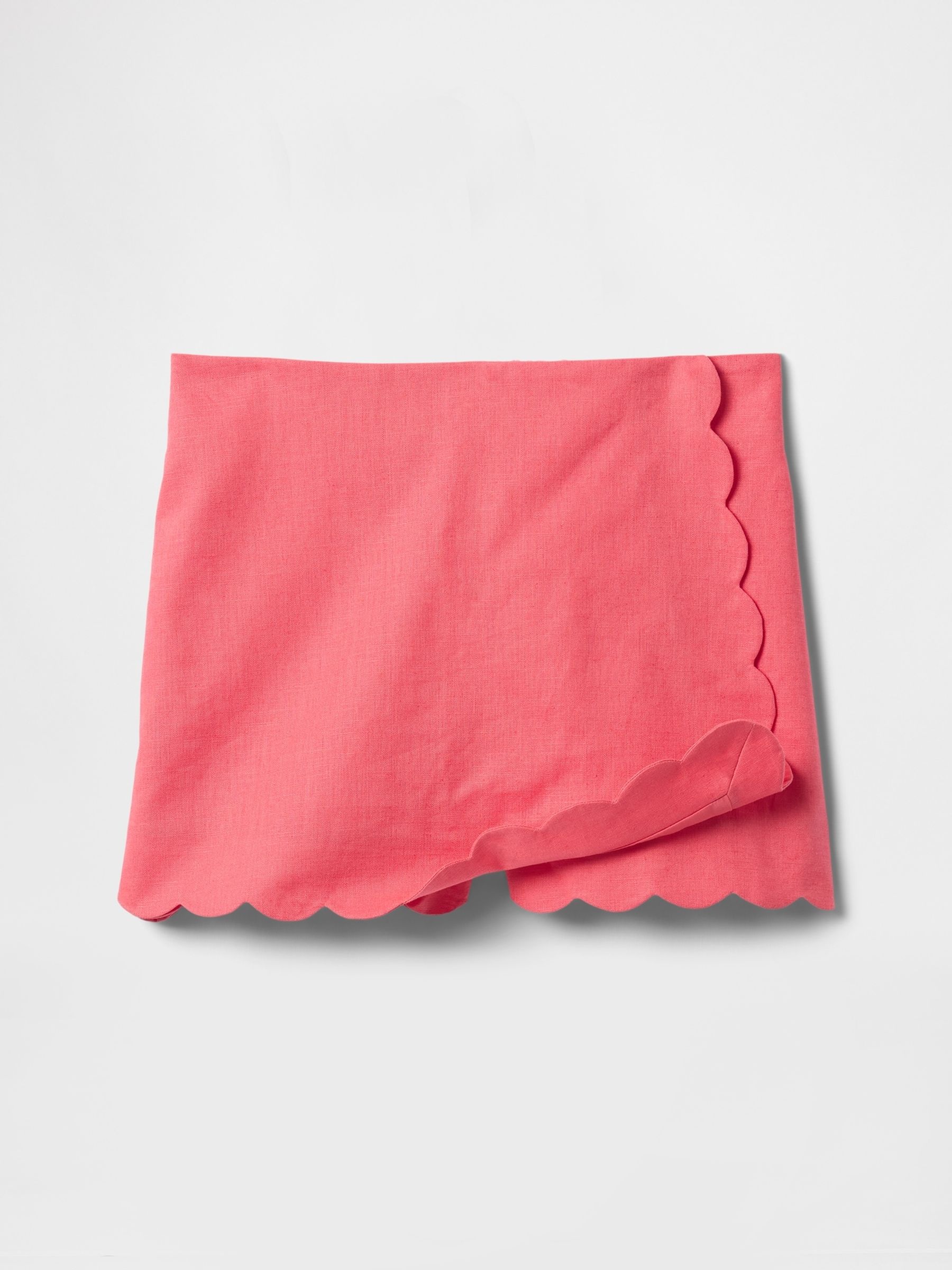 Coral Linen-Cotton Scalloped Wrap Skort (4-13yrs) - Image 4 of 4