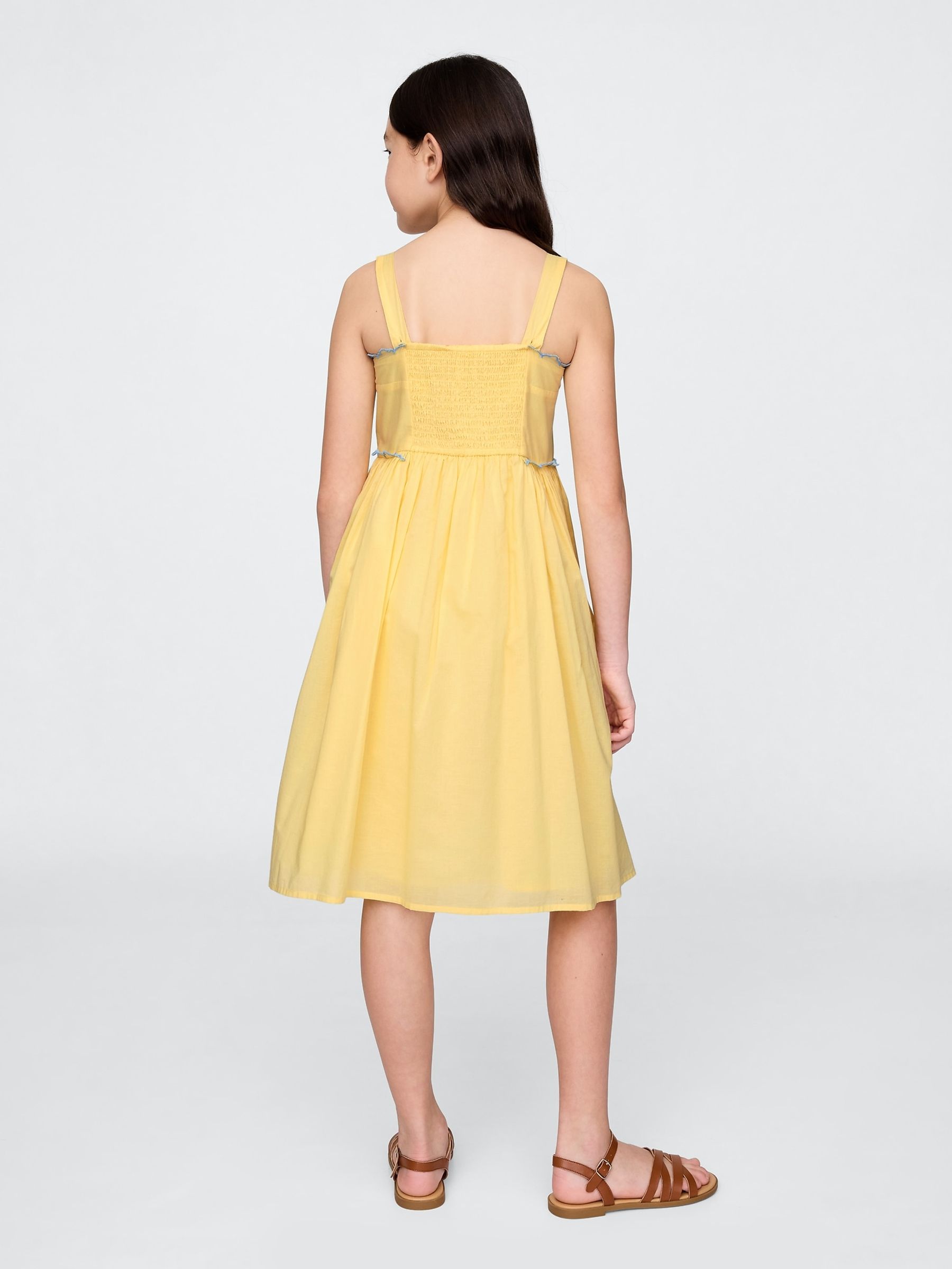 Yellow Floral Cotton Embroidered Midi Dress (4-13yrs) - Image 2 of 6