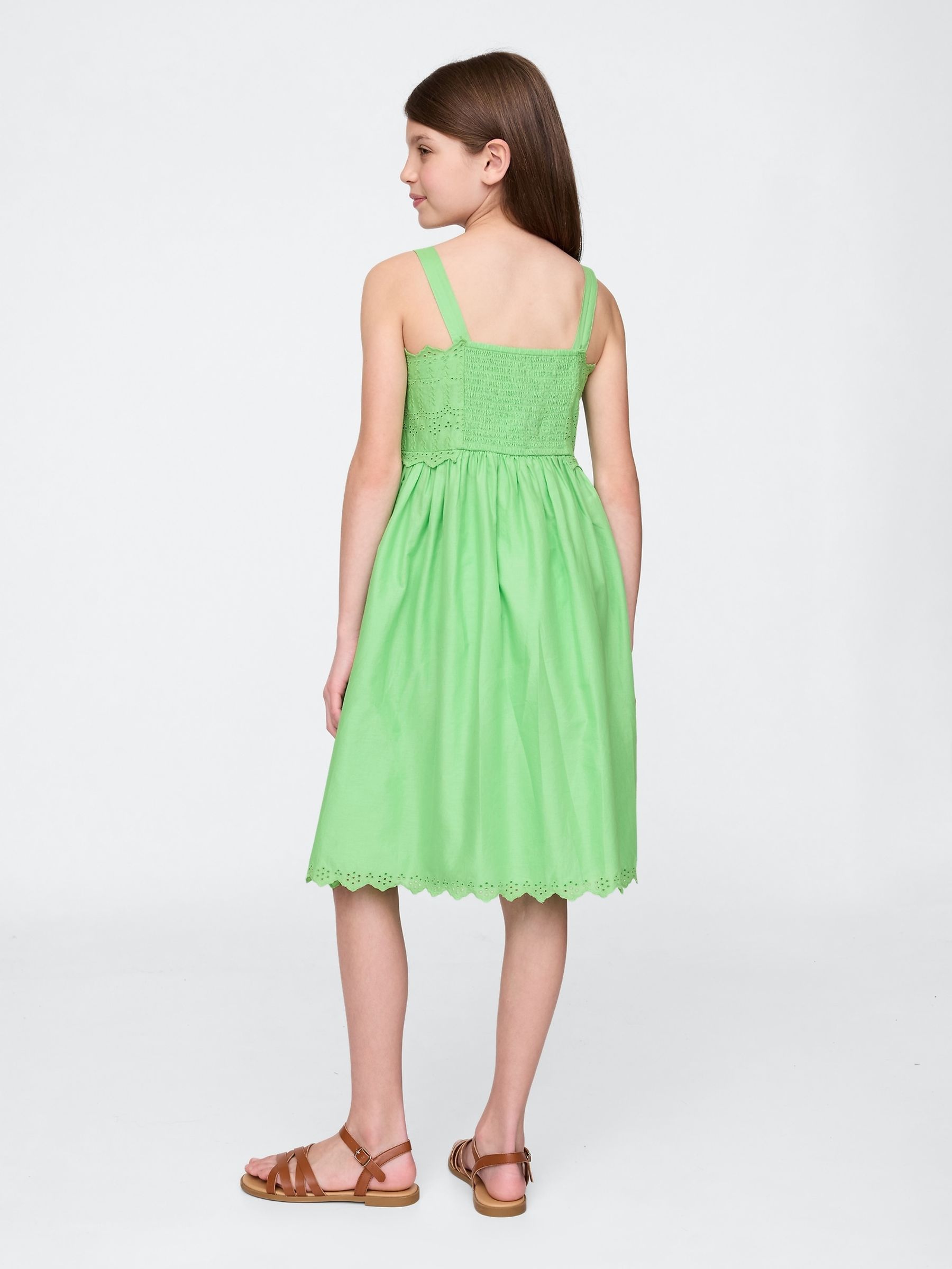 Green Cotton Embroidered Midi Dress (4-13yrs) - Image 2 of 5