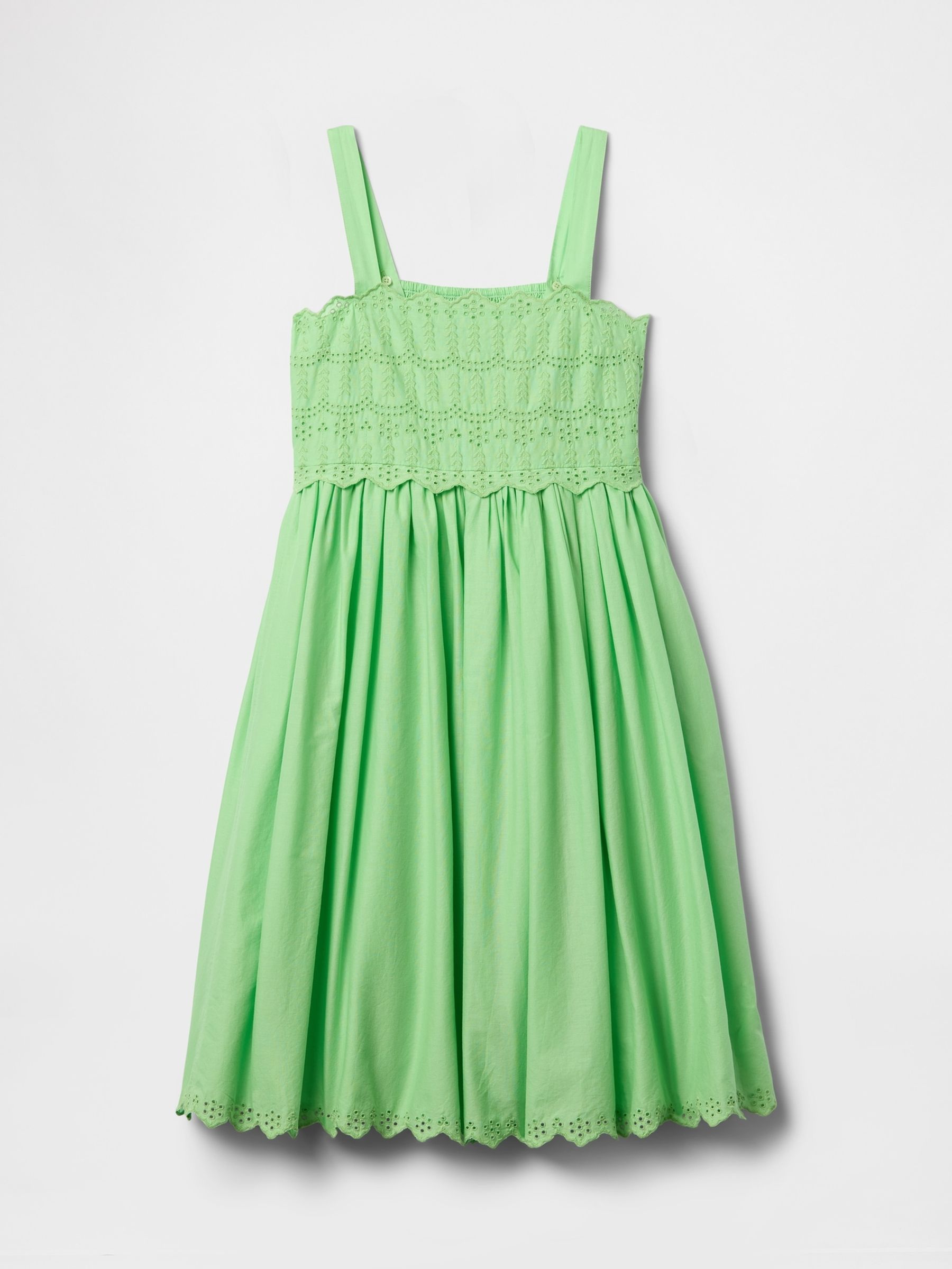Green Cotton Embroidered Midi Dress (4-13yrs) - Image 3 of 5