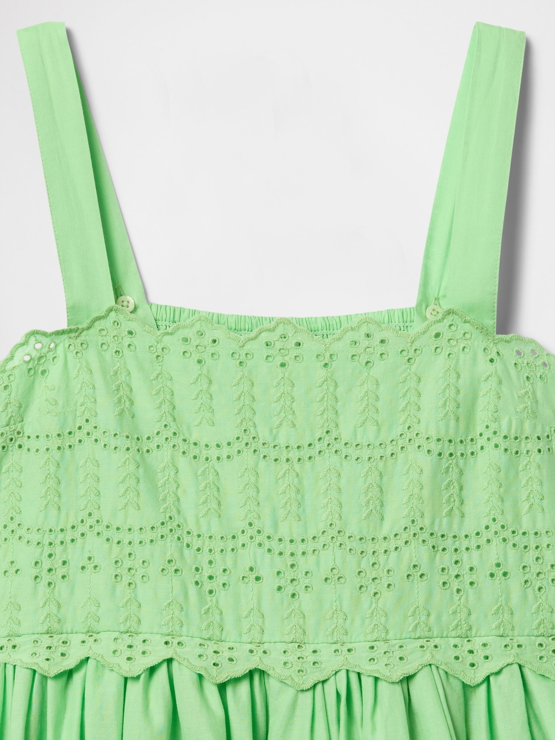Green Cotton Embroidered Midi Dress (4-13yrs) - Image 4 of 5