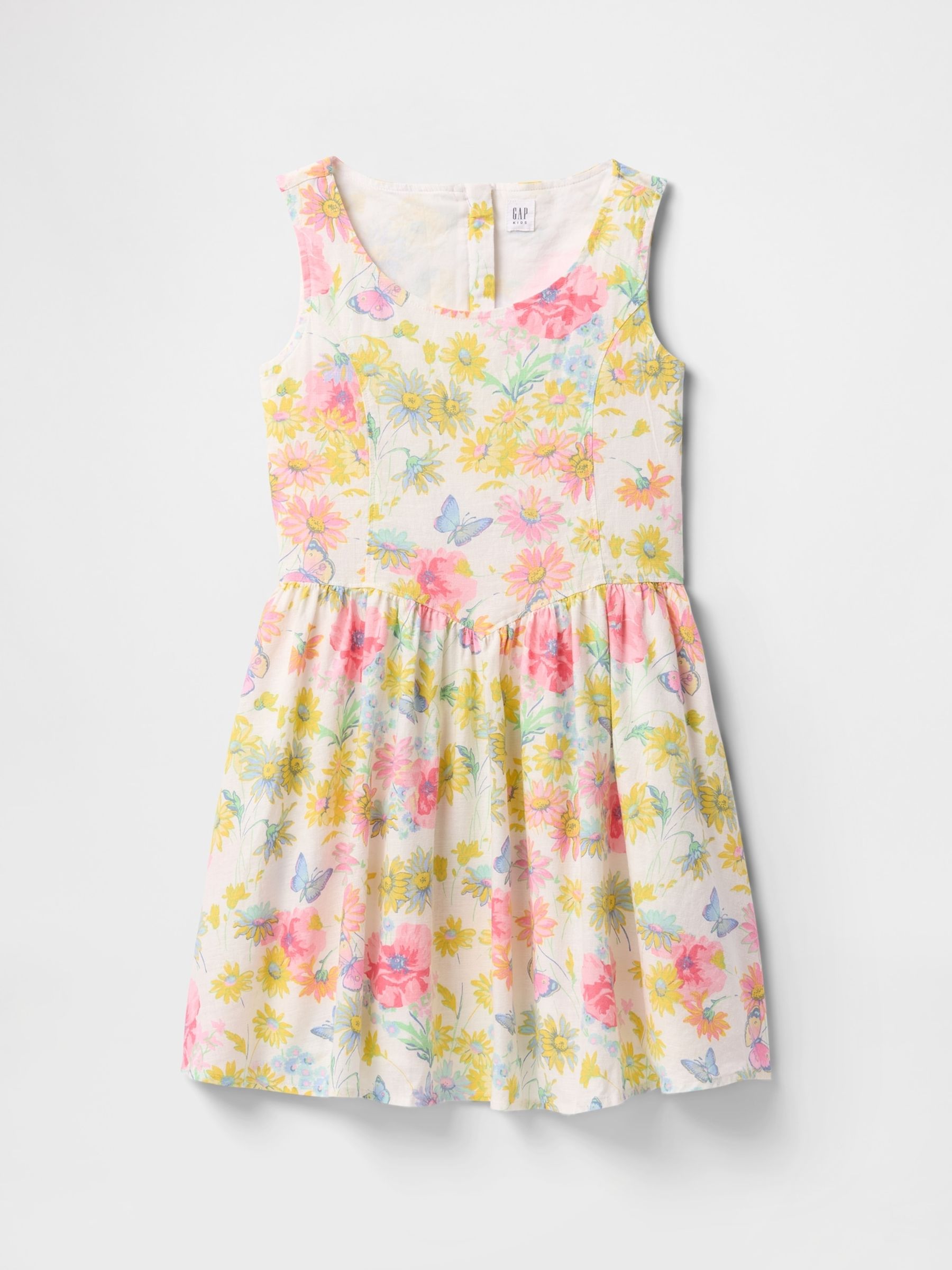 White Floral Linen-Cotton Summer Dress (4-13yrs) - Image 3 of 4