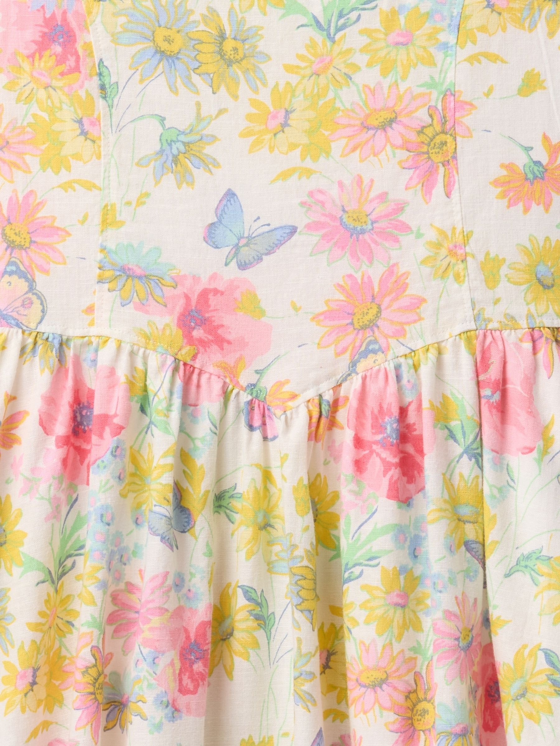 White Floral Linen-Cotton Summer Dress (4-13yrs) - Image 4 of 4