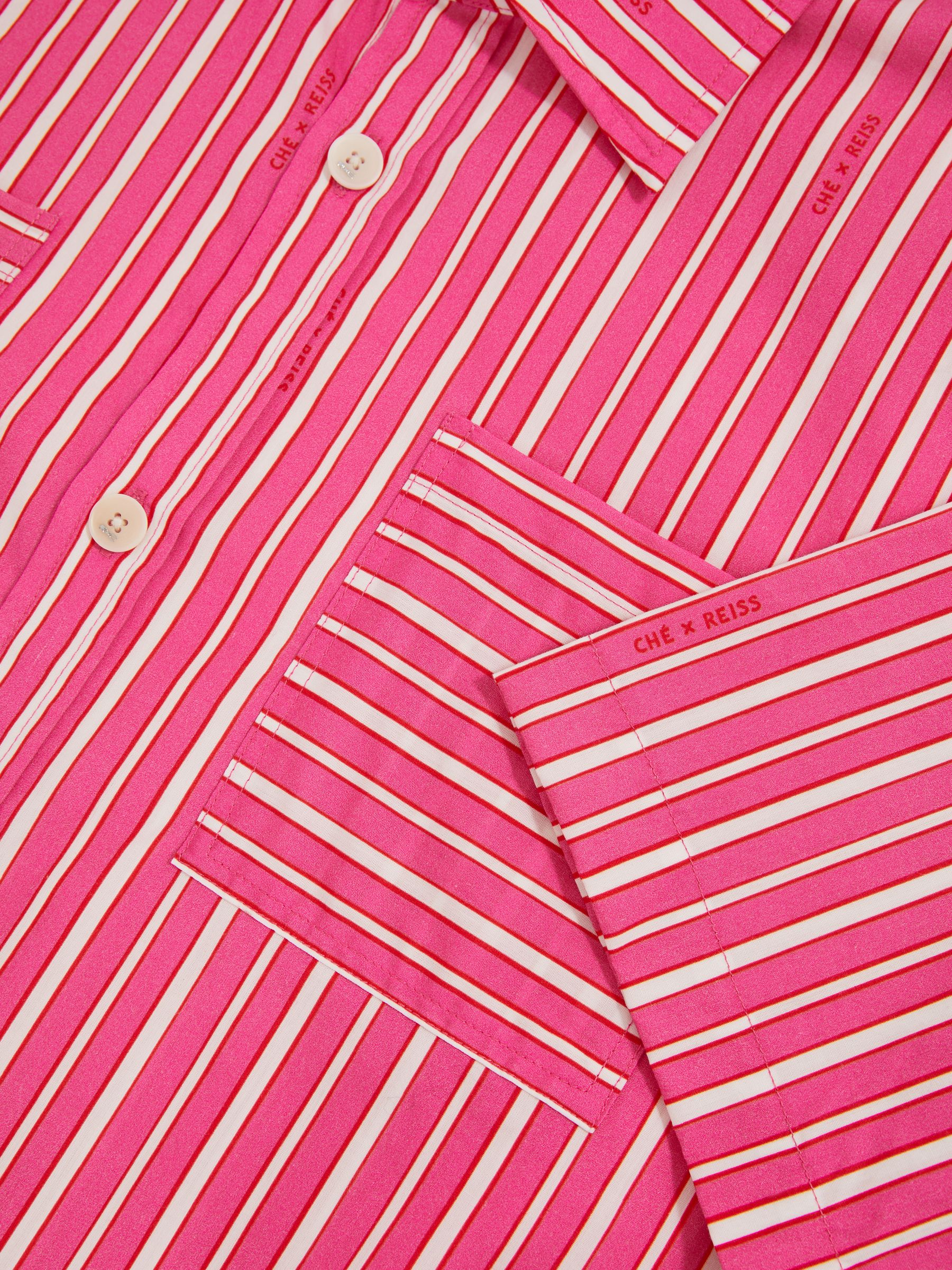 Reiss | Ché Poplin Stripe Shirt in Soft Pink/White - Image 7 of 7