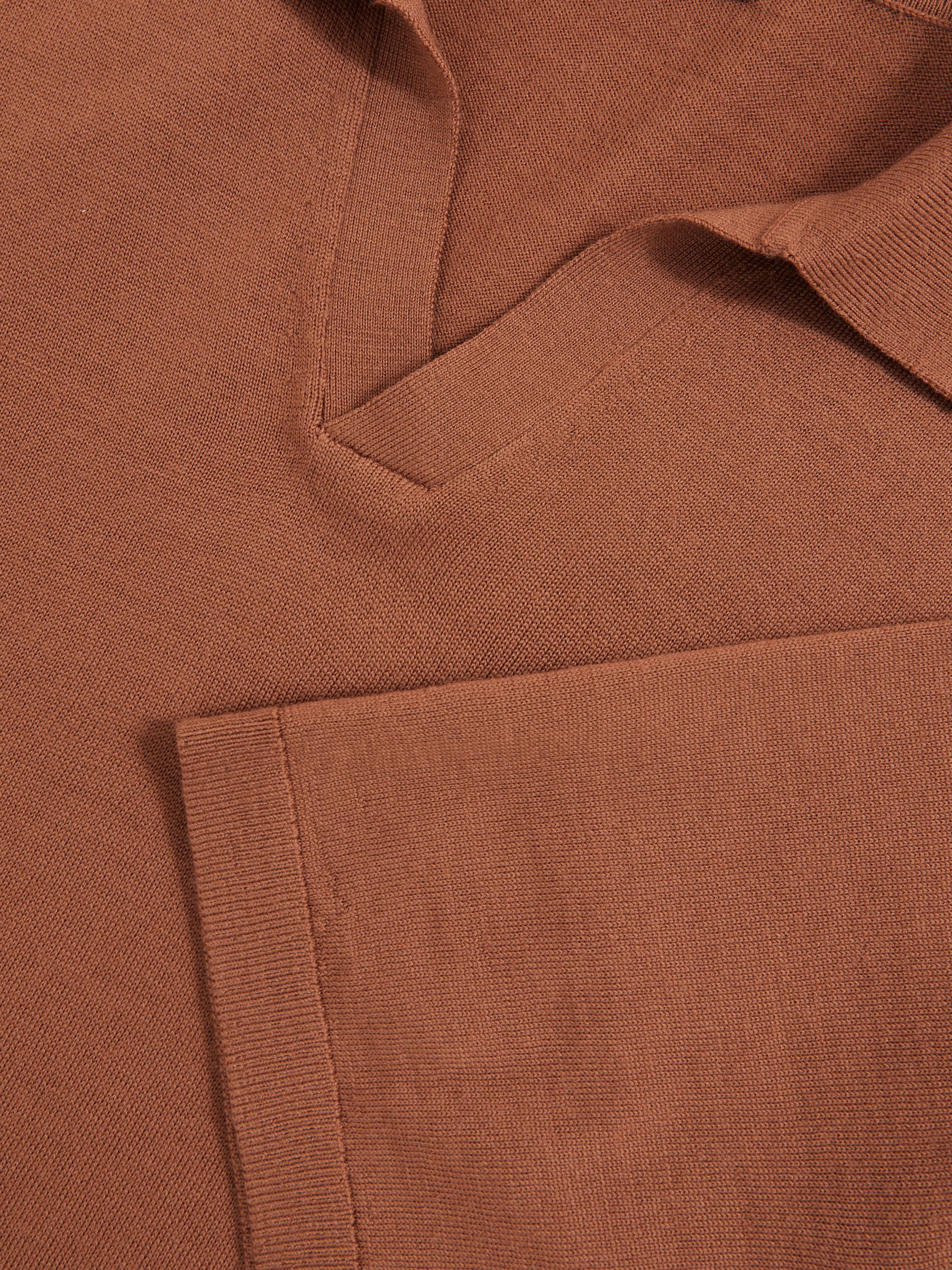 Merino Wool Open-Collar Polo Shirt in Cinnamon Brown - Image 6 of 6