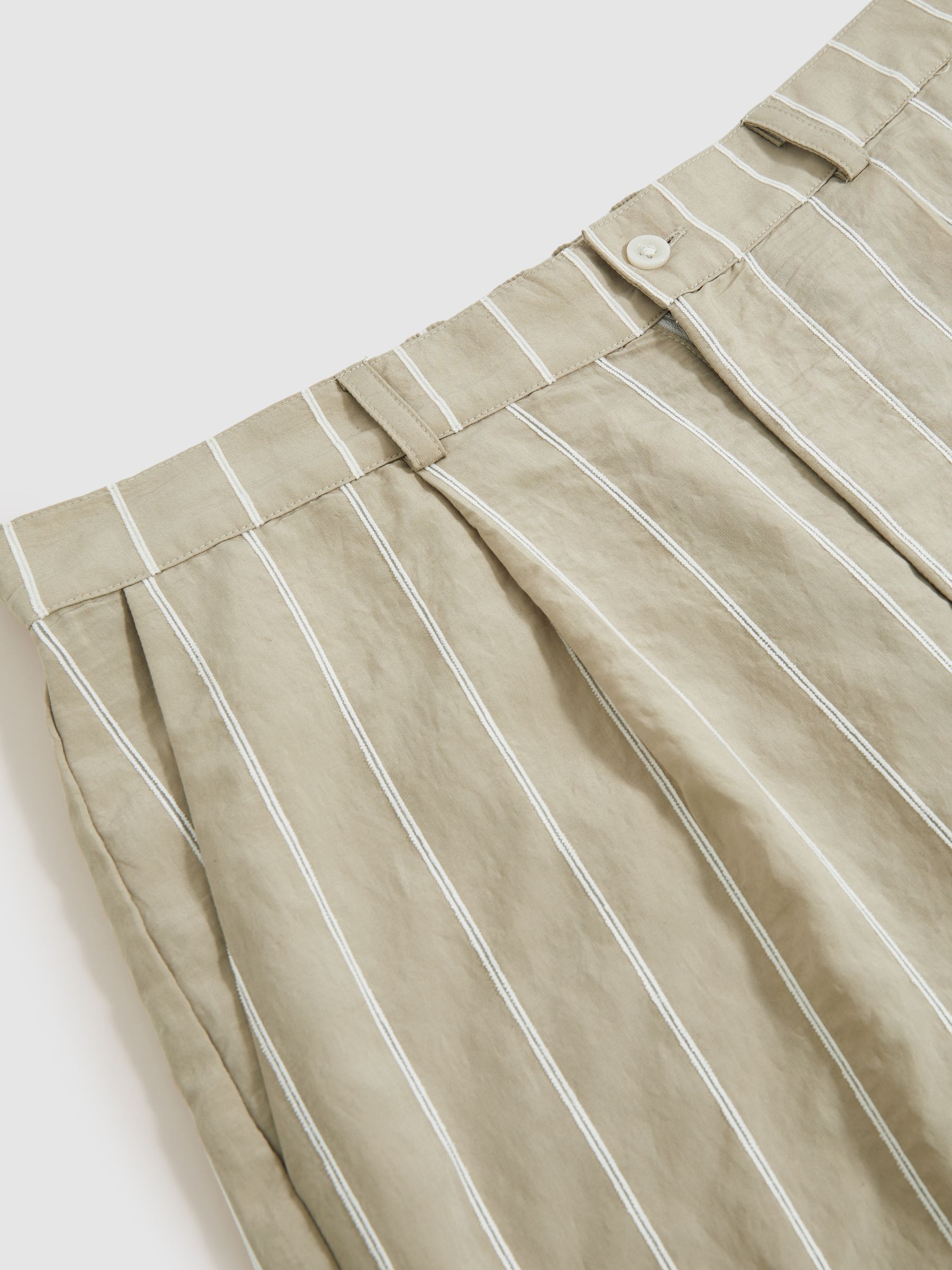 Reiss | Che Pinstripe Wide-Leg Trousers in Stone - image 3