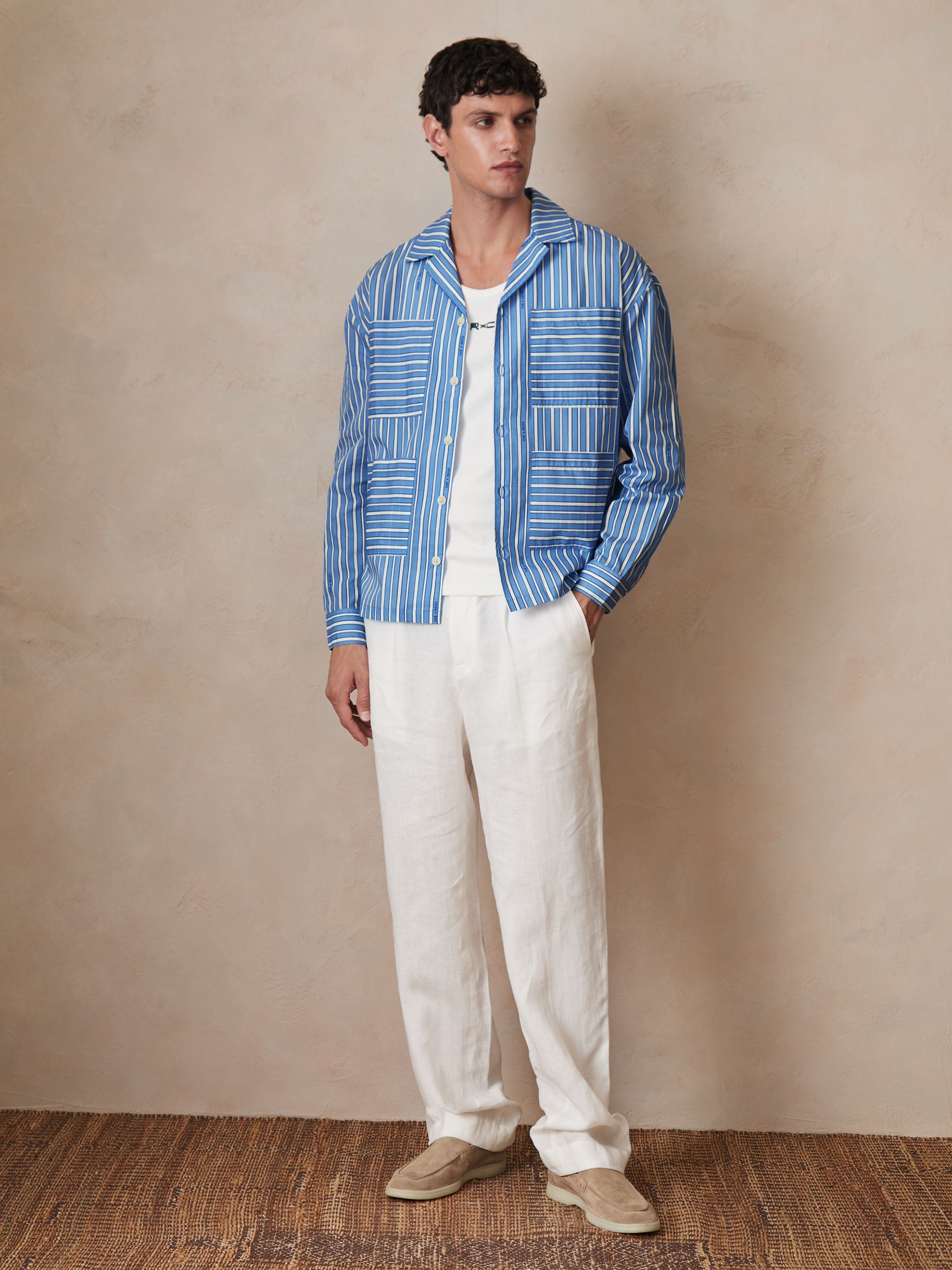 Reiss | Che Poplin Stripe Pocket Shirt in Bright Blue/White - image 4