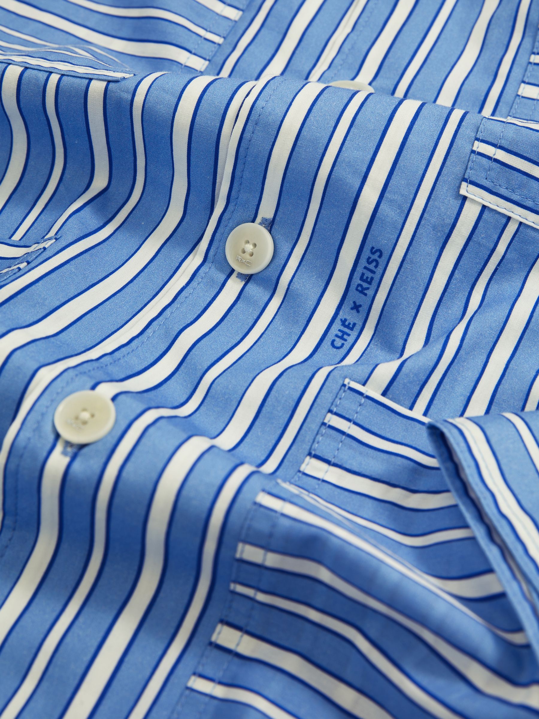 Reiss | Ché Poplin Stripe Pocket Shirt in Bright Blue/White - Image 7 of 7