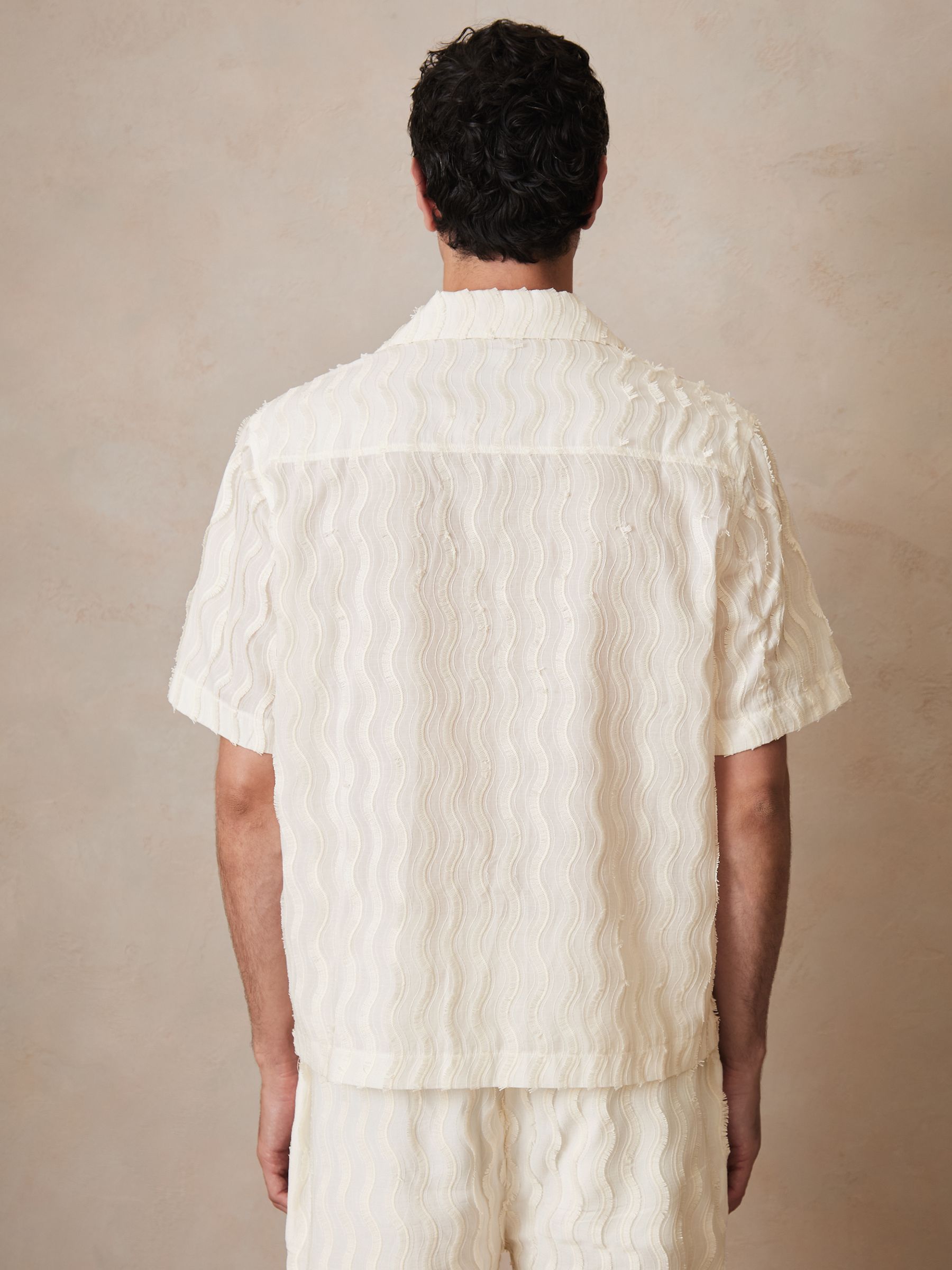 Reiss | Che Fringed-Wave Shirt in Off White - image 5