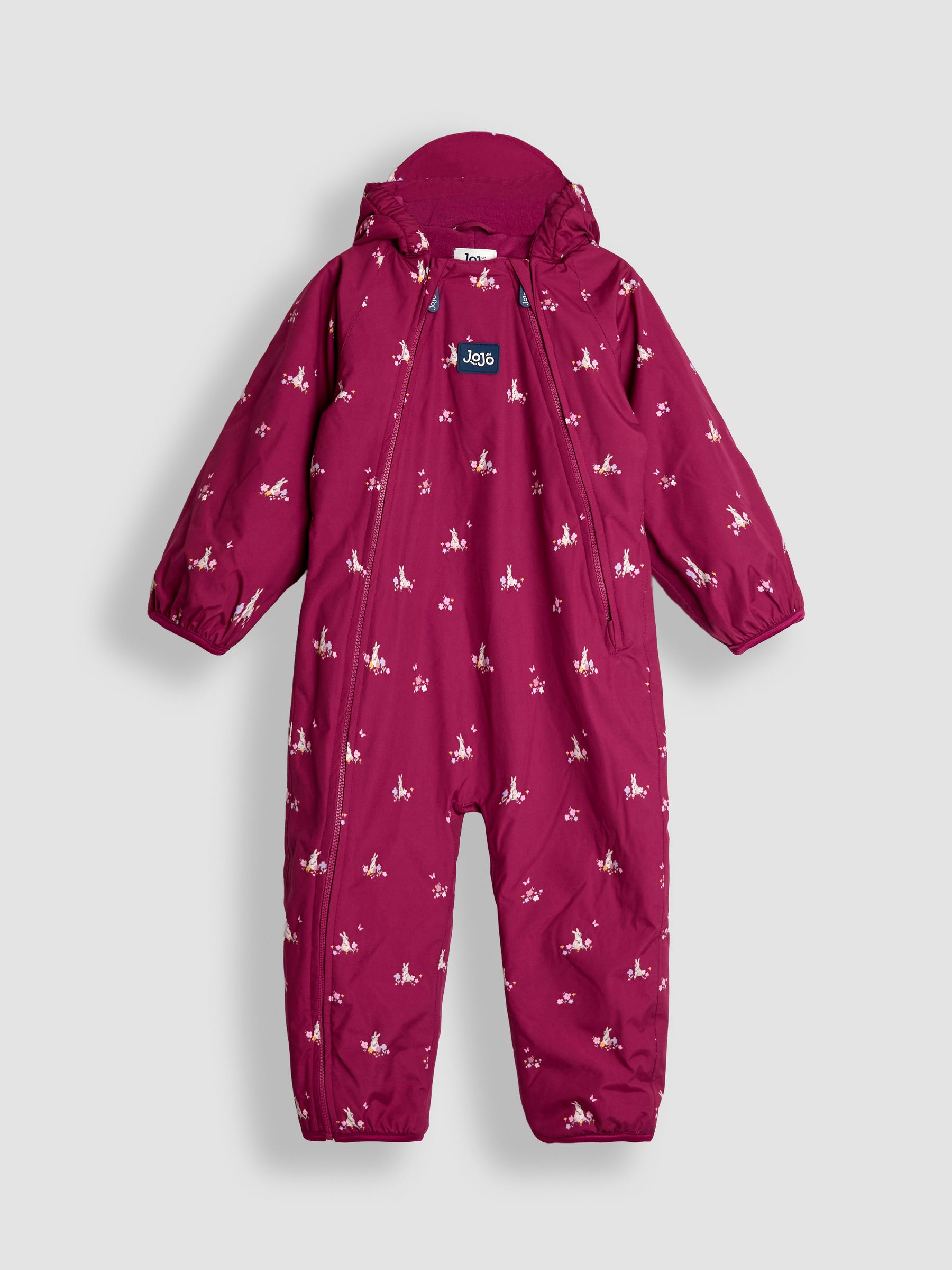 Pink Bunny Floral Fleece-lined Waterproof Puddle Suit - Image 1 of 4