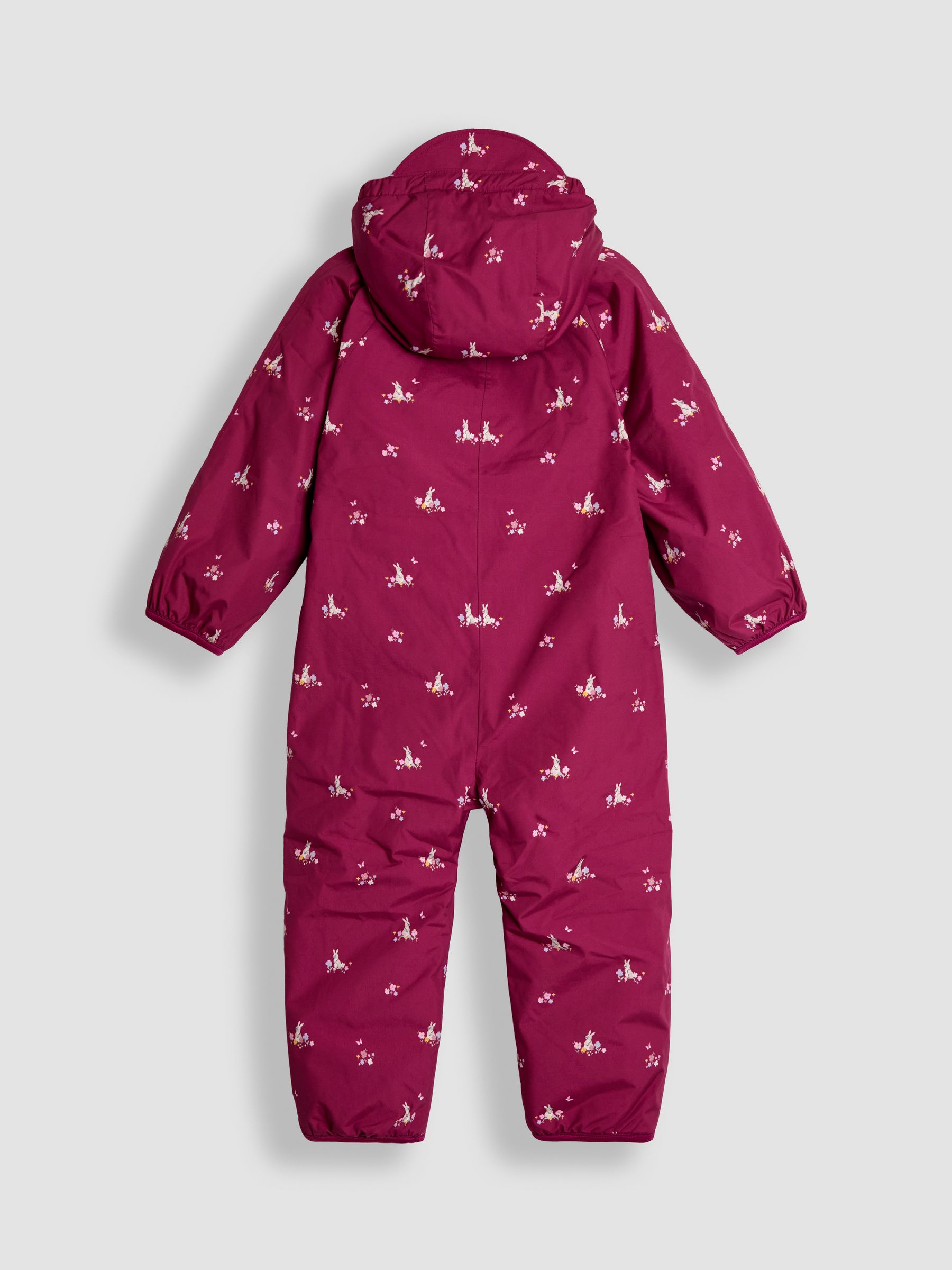 Pink Bunny Floral Fleece-lined Waterproof Puddle Suit - Image 2 of 4