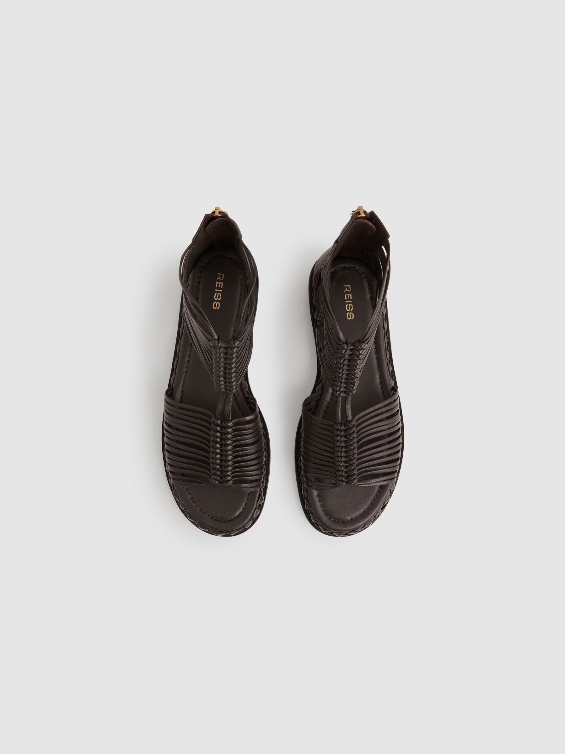 Leather Gladiator Sandals in Chocolate - Image 3 of 6