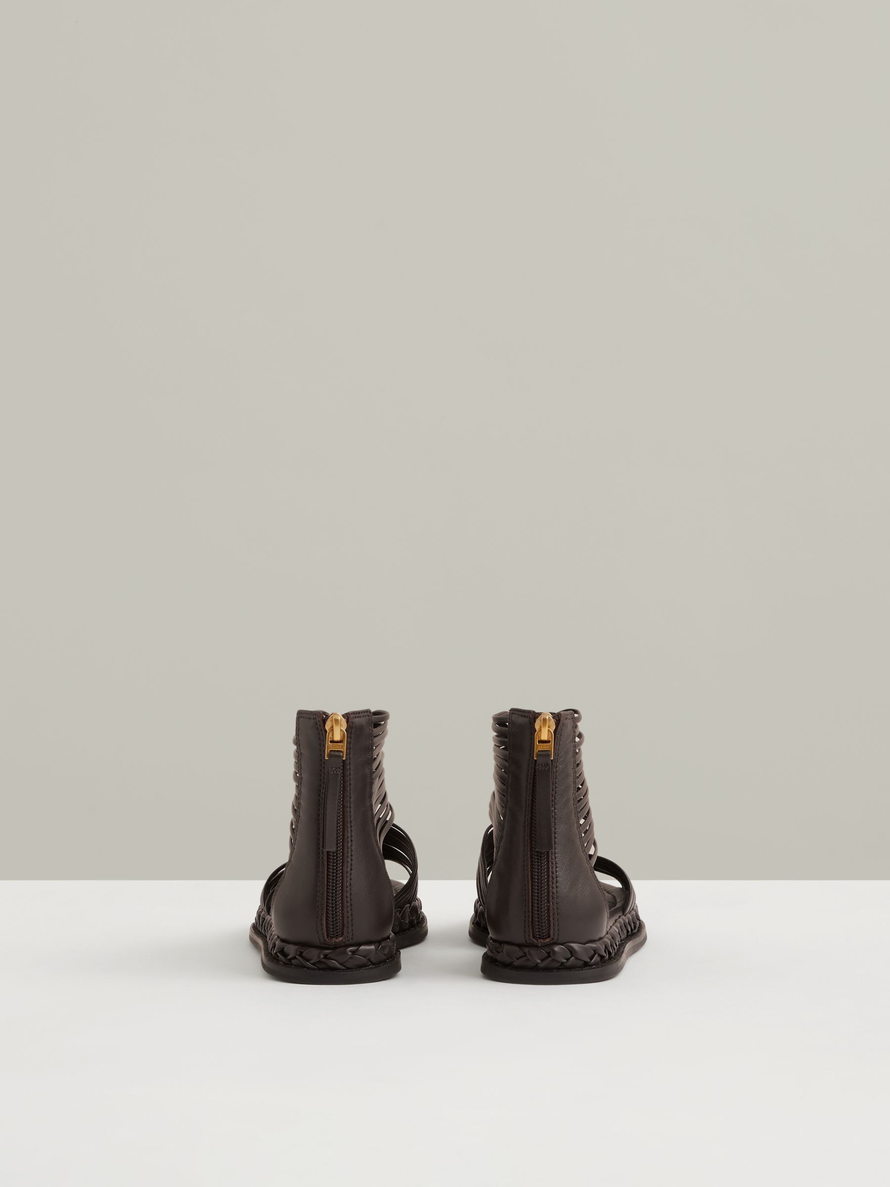 Leather Gladiator Sandals in Chocolate - Image 5 of 6
