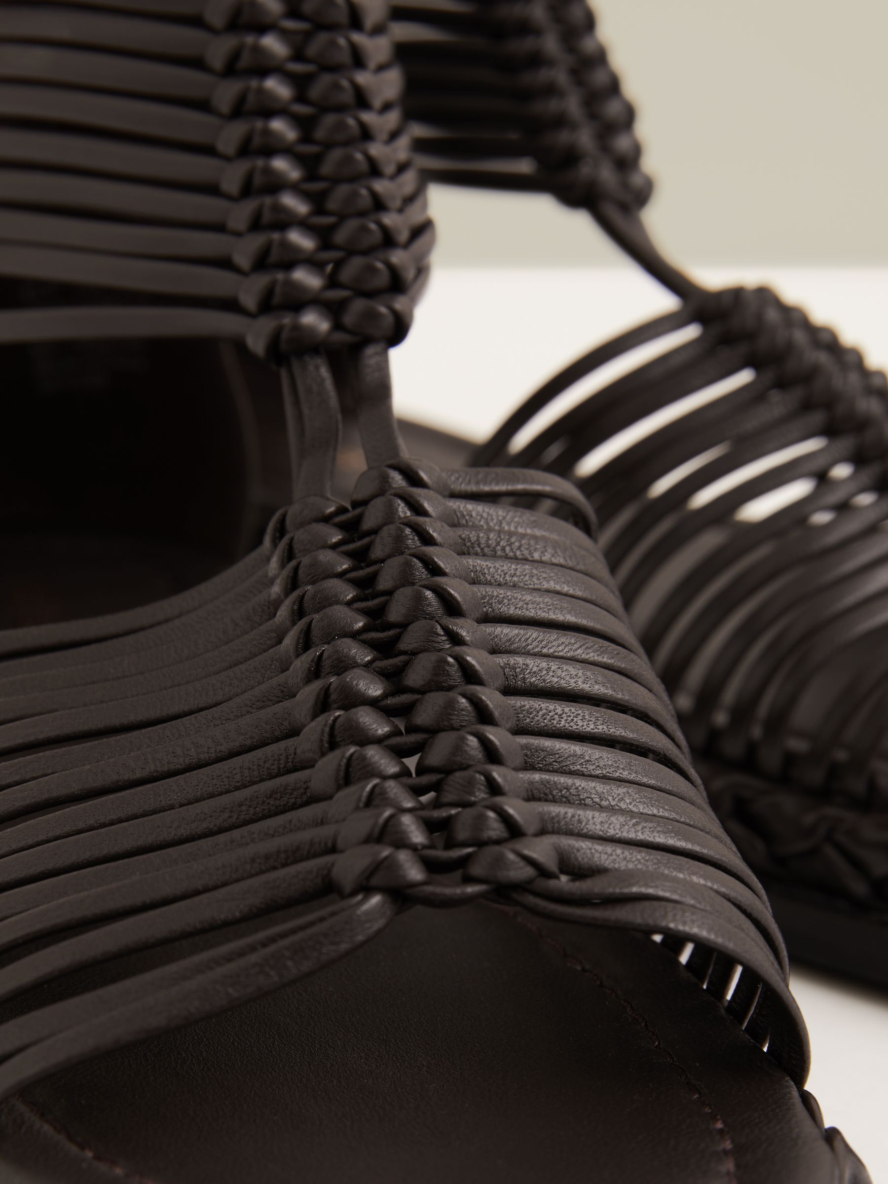 Leather Gladiator Sandals in Chocolate - Image 6 of 6