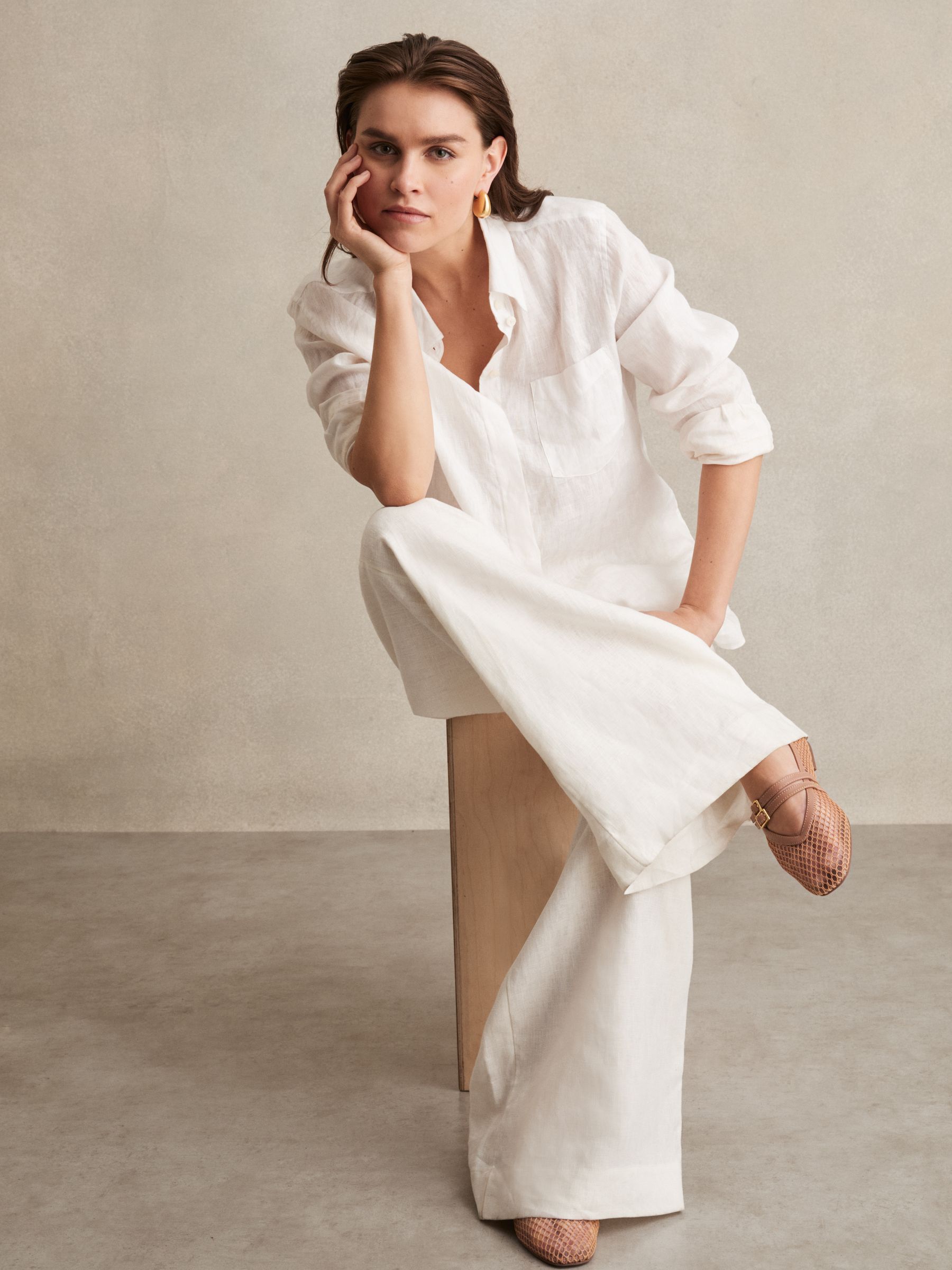 Mesh Double-Strap Ballet Flats in Neutral - Image 2 of 6