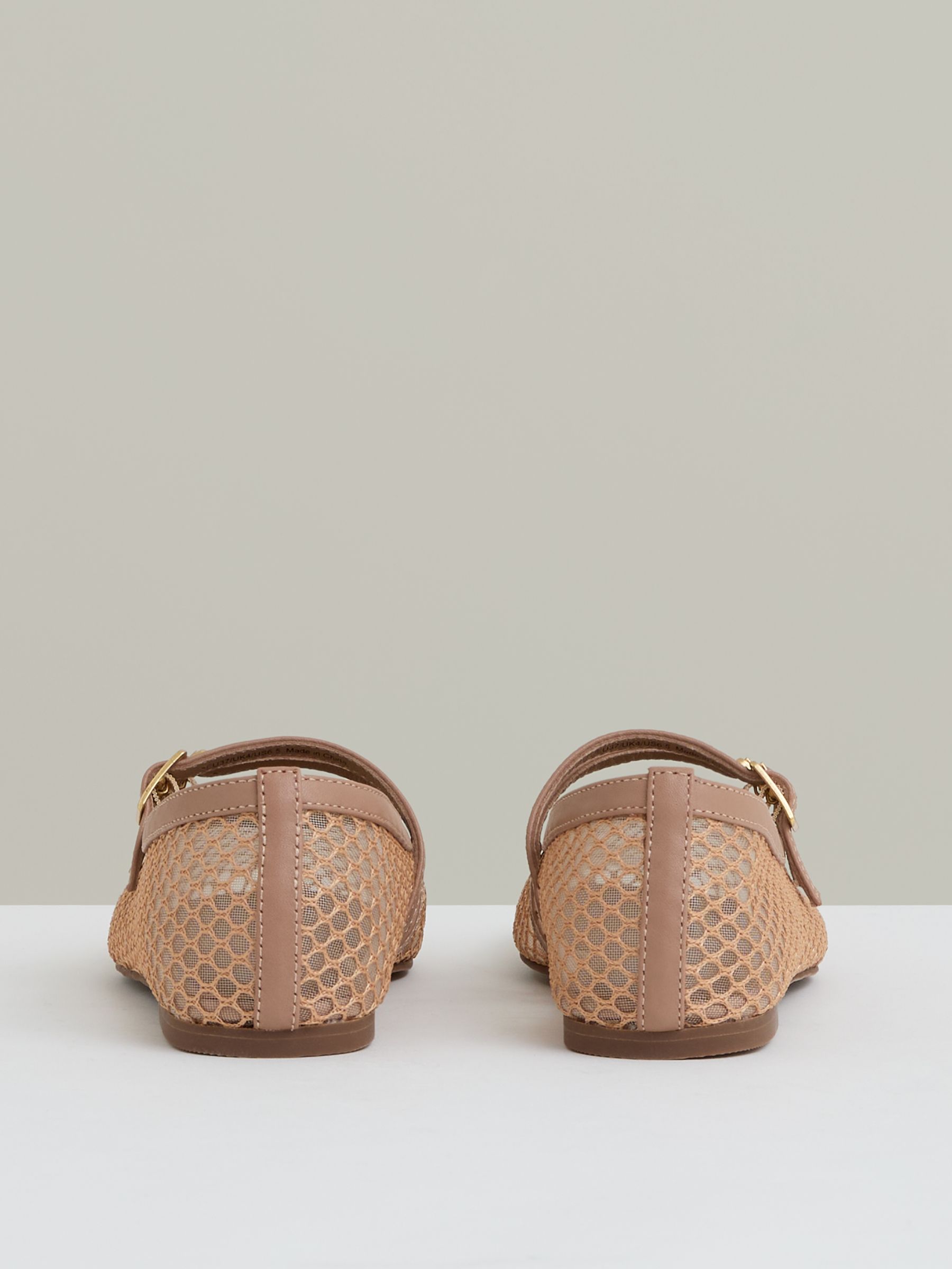 Mesh Double-Strap Ballet Flats in Neutral - Image 5 of 6