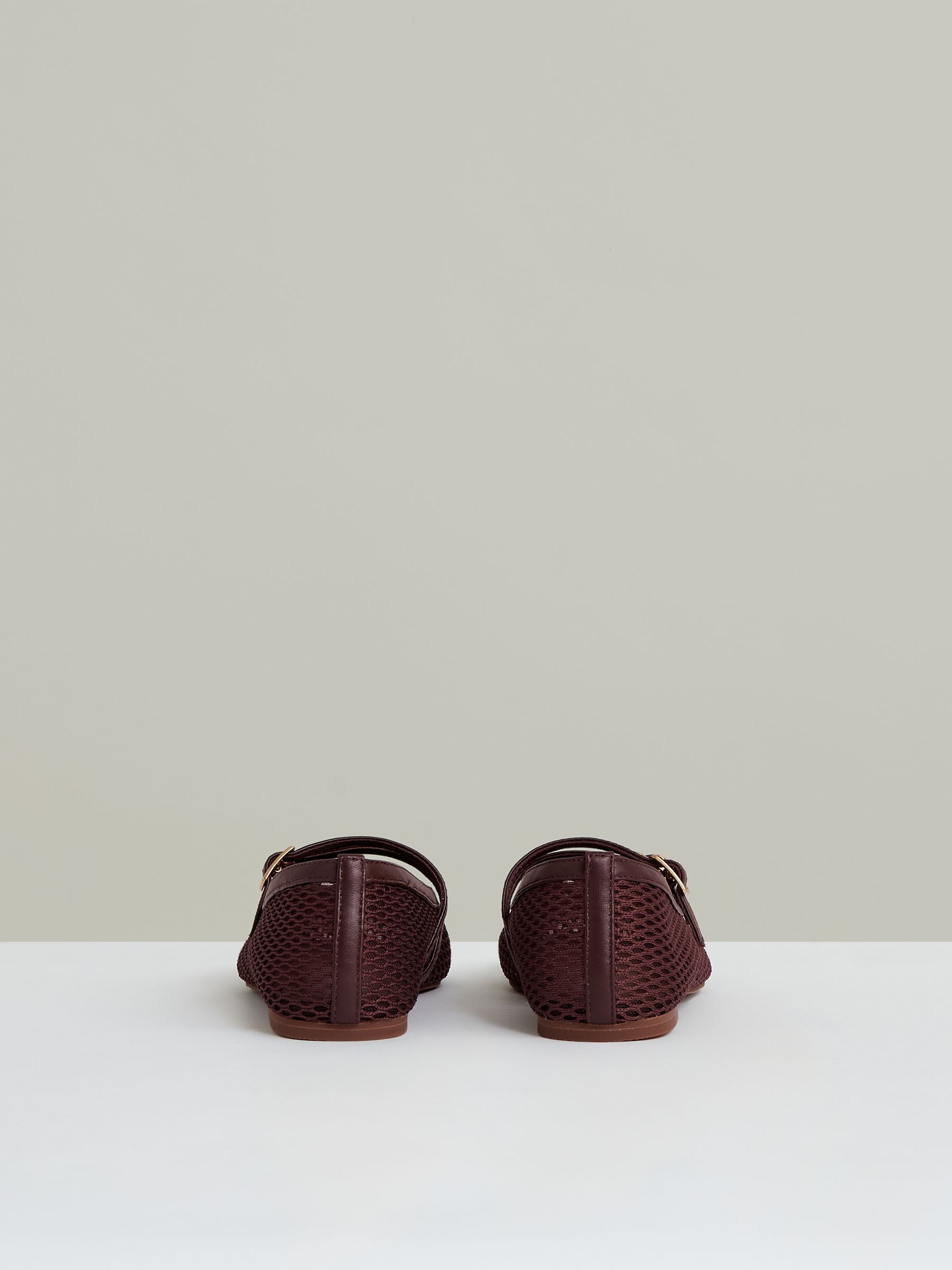 Mesh Double-Strap Ballet Flats in Oxblood - Image 3 of 4