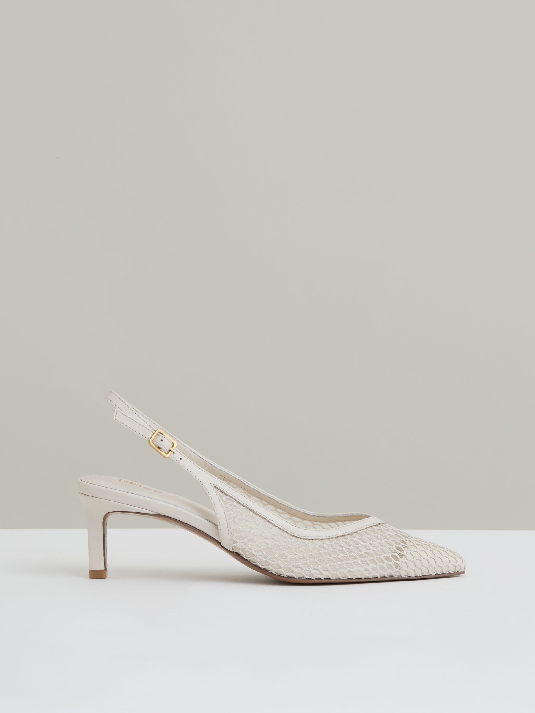 Mesh Slingback Heels in White - Image 1 of 6