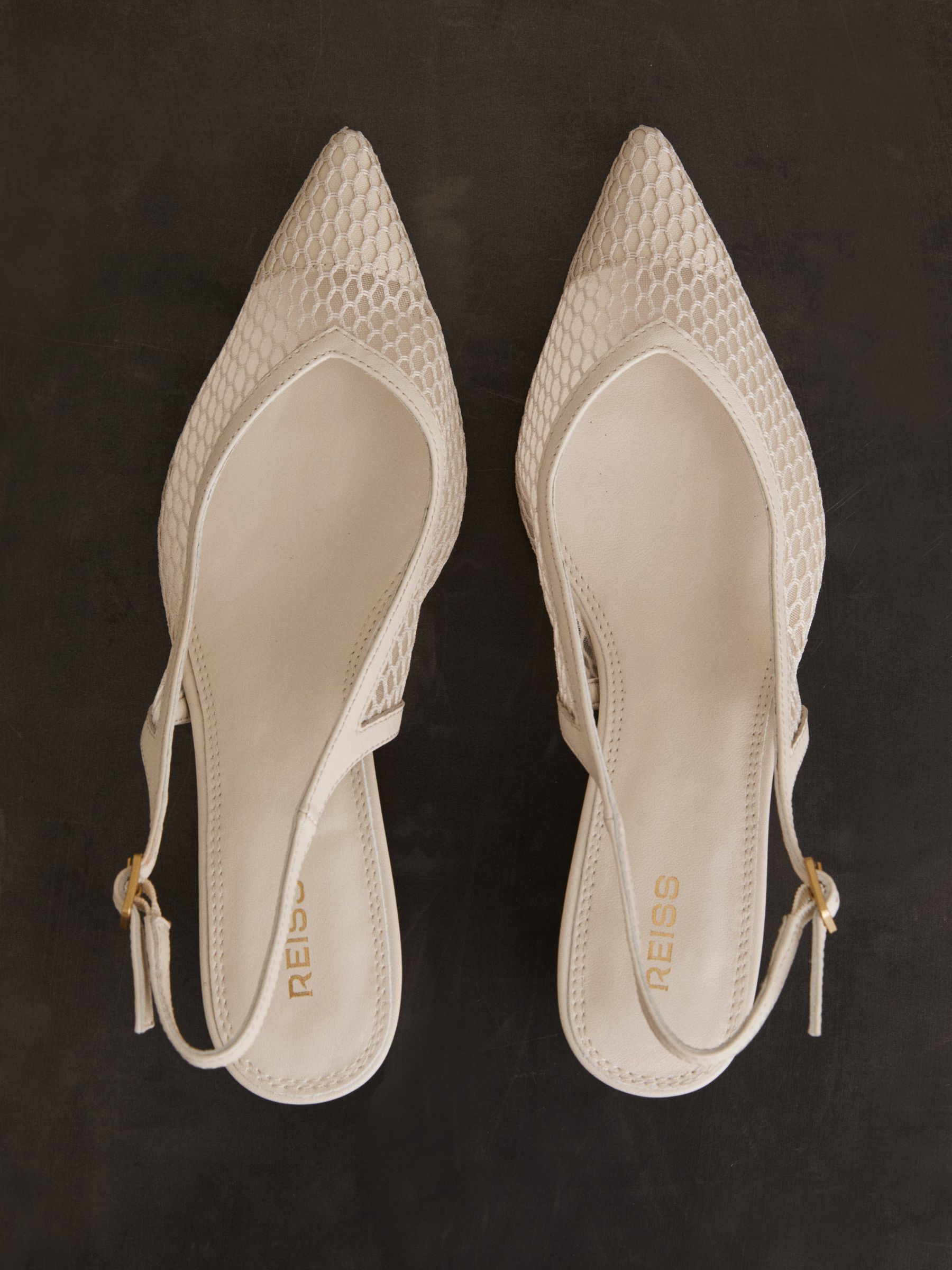Mesh Slingback Heels in White - image 2