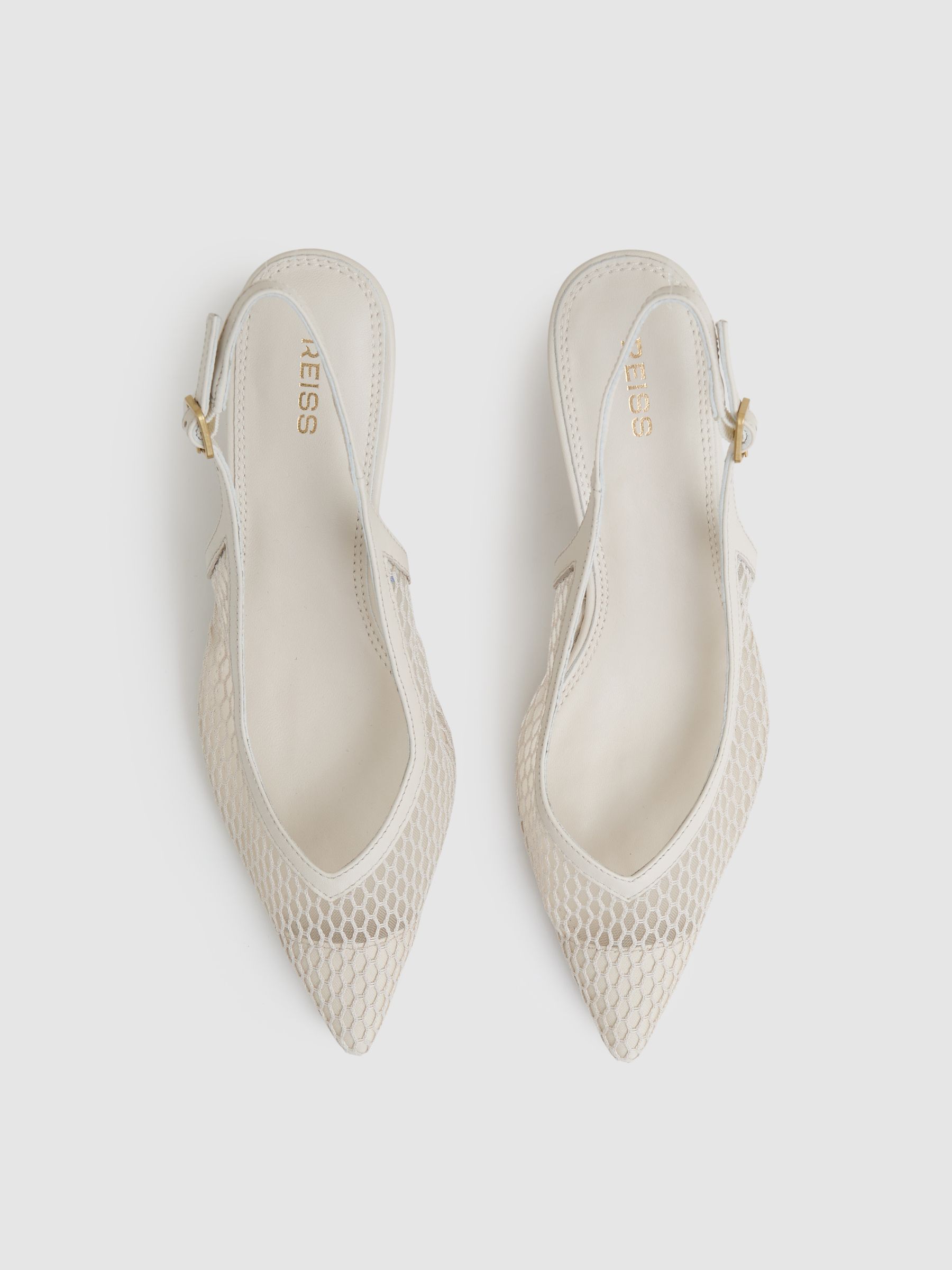 Mesh Slingback Heels in White - image 3
