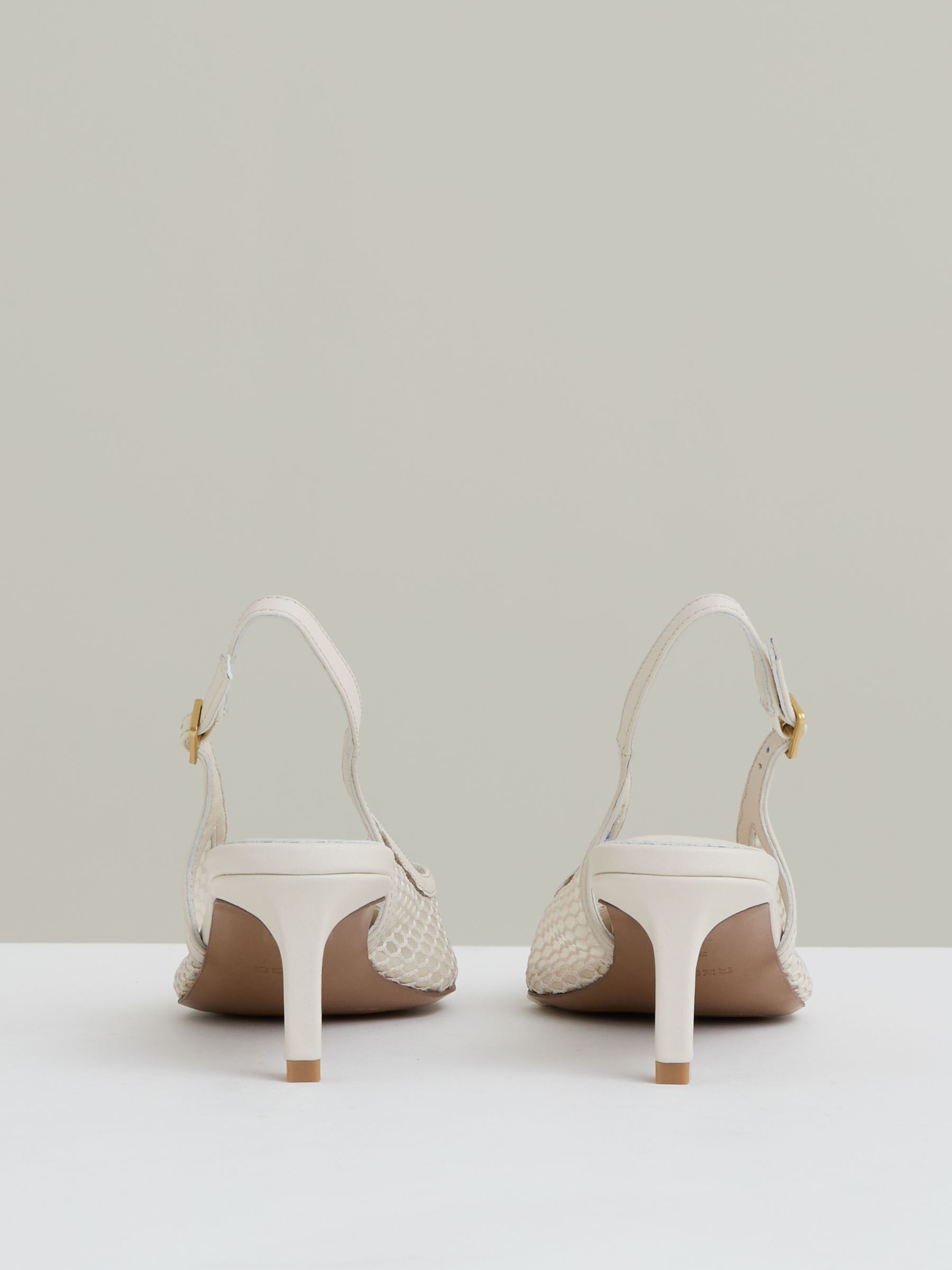 Mesh Slingback Heels in White - image 4
