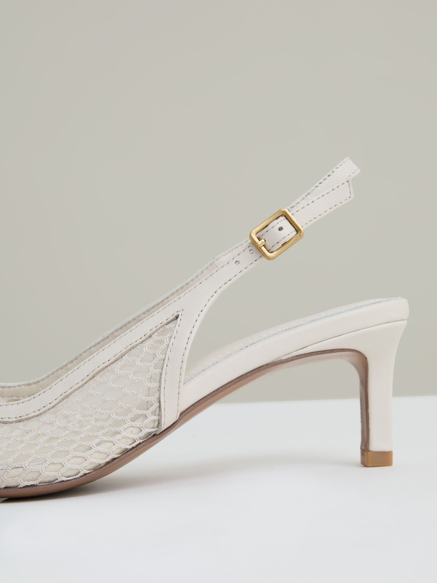 Mesh Slingback Heels in White - image 5