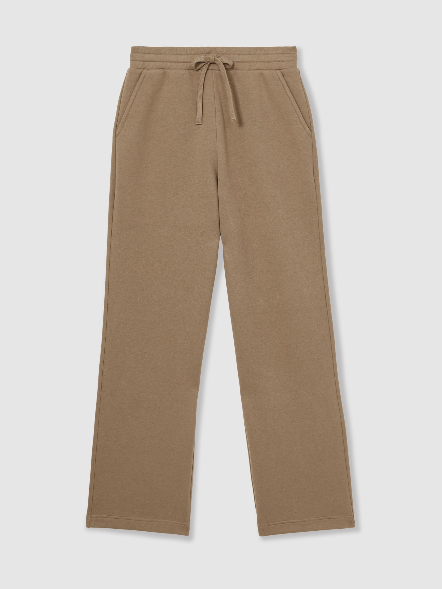 Cotton Blend Wide Leg Joggers in Camel - Image 2 of 6