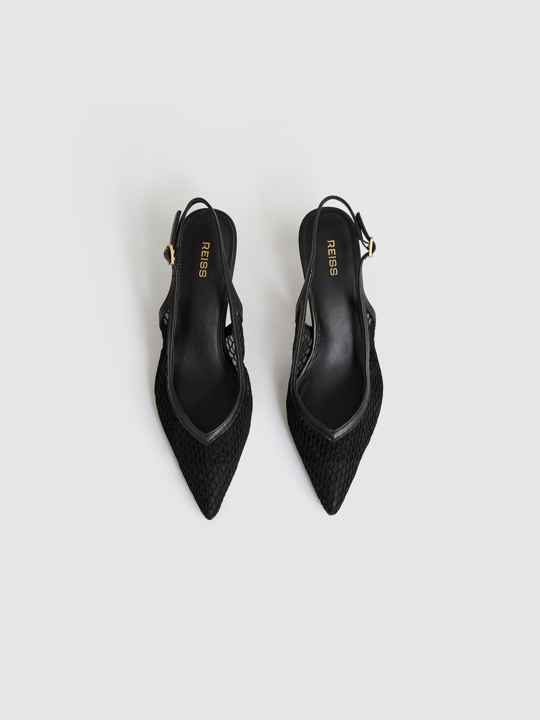 Mesh Slingback Heels in Black - Image 3 of 5