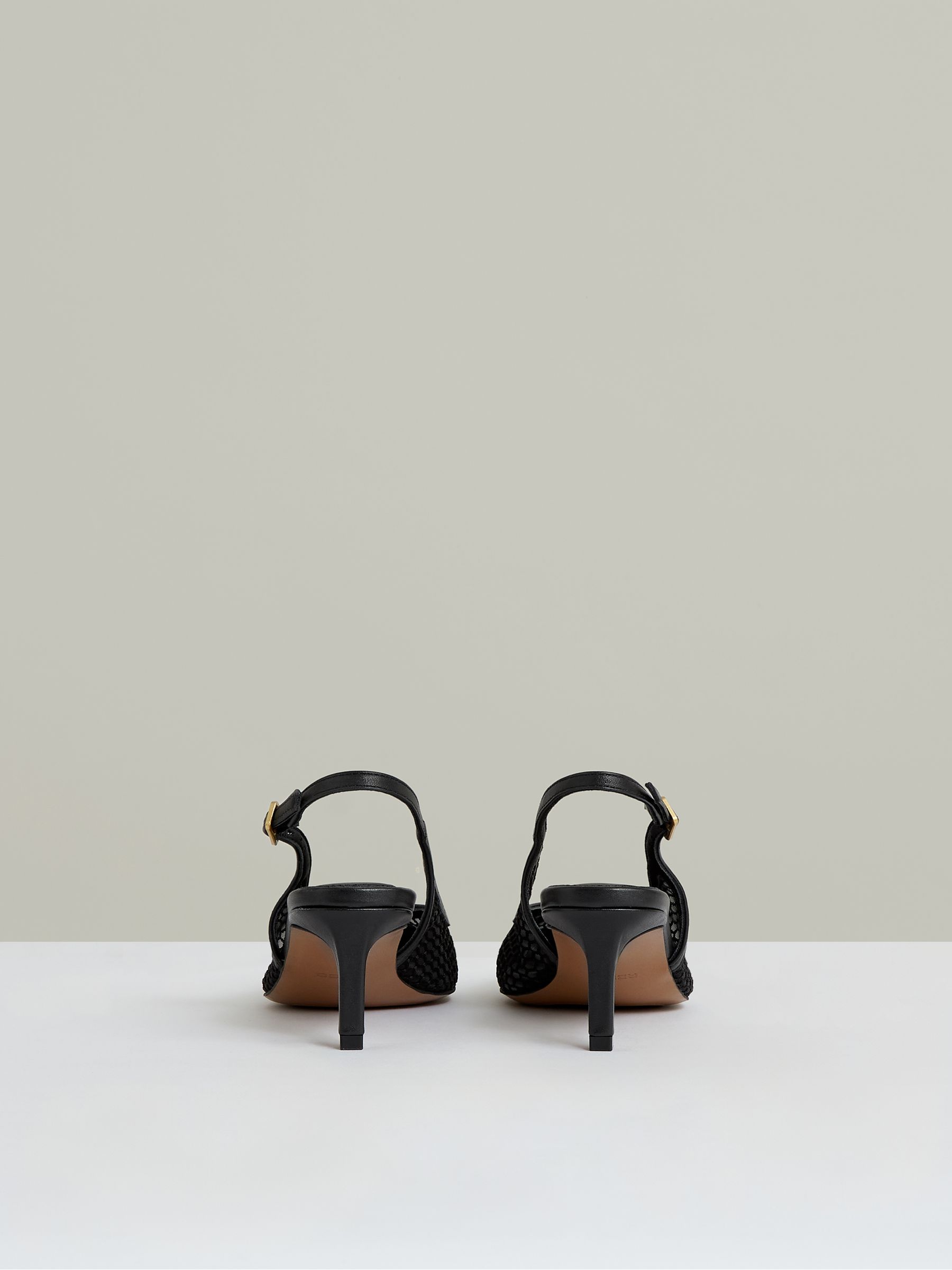 Mesh Slingback Heels in Black - Image 4 of 5