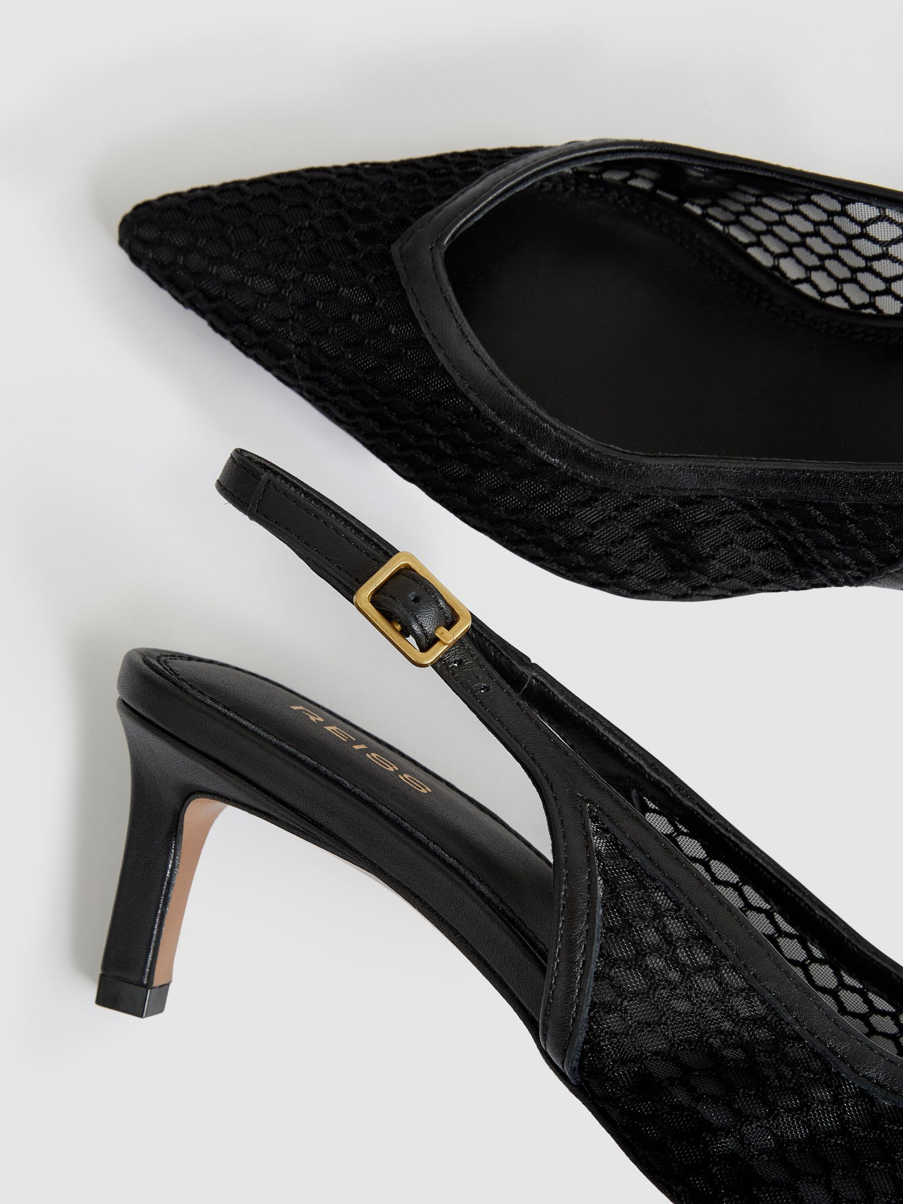 Mesh Slingback Heels in Black - Image 5 of 5