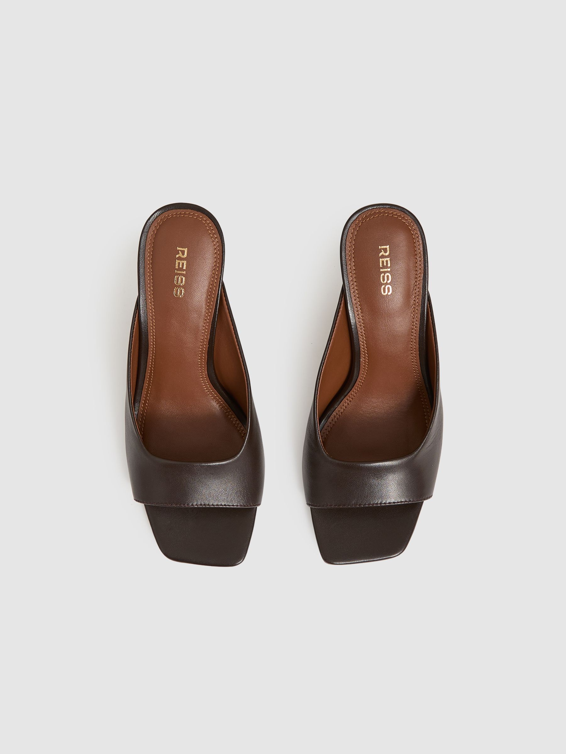 Leather Heeled Mules in Chocolate - Image 3 of 5