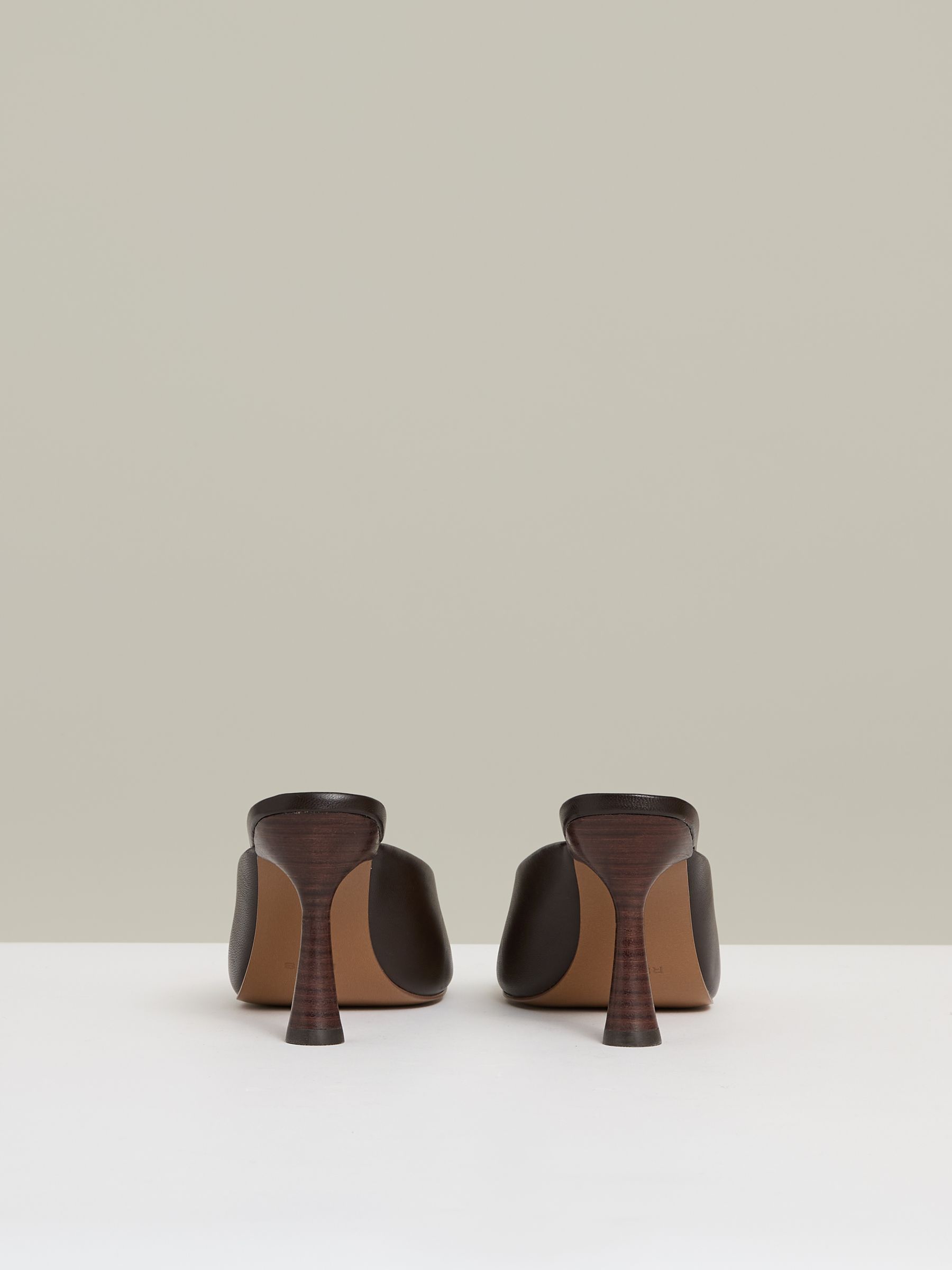 Leather Heeled Mules in Chocolate - Image 4 of 5