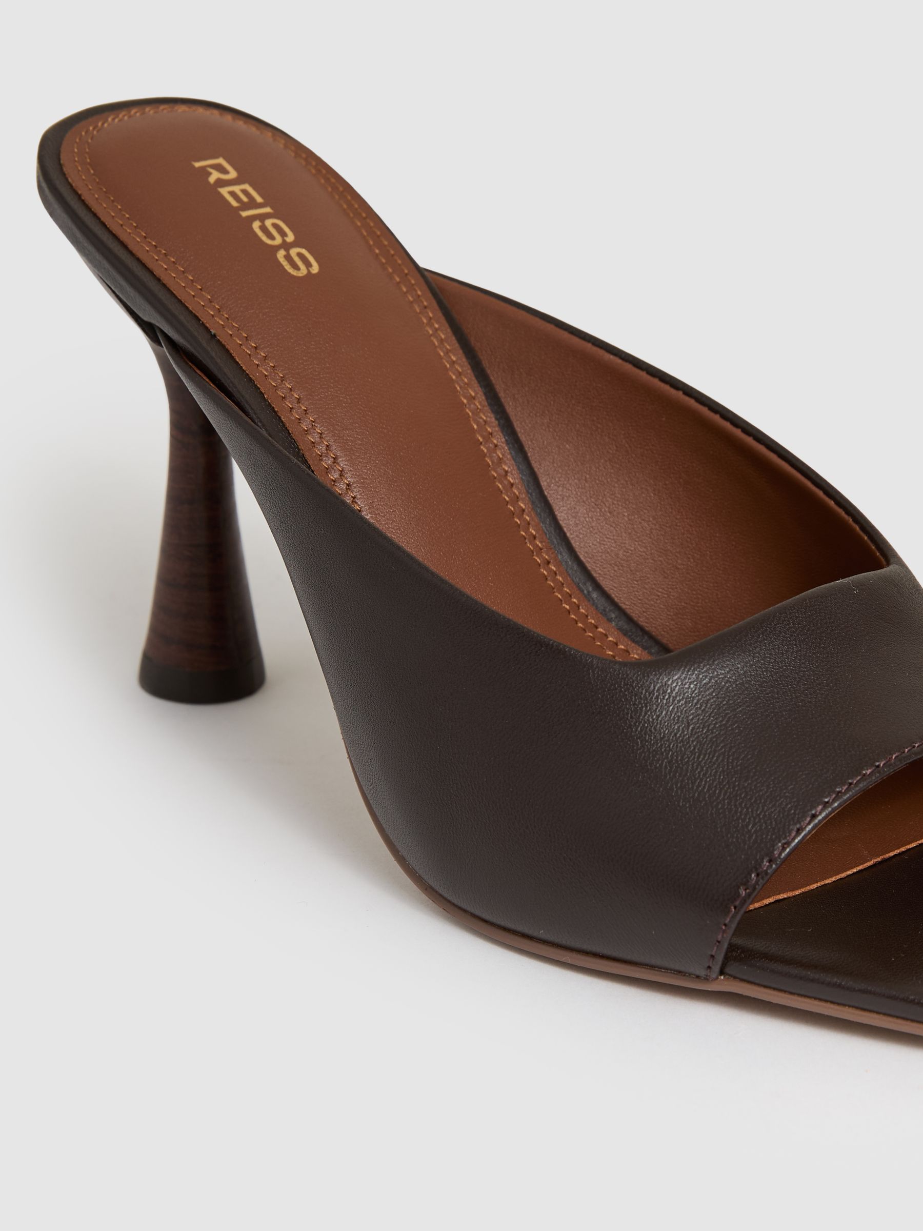 Leather Heeled Mules in Chocolate - Image 5 of 5