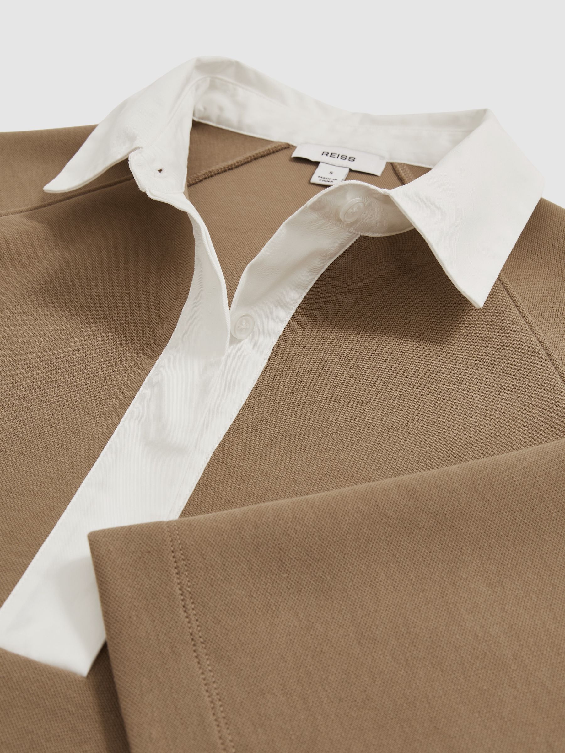 Cotton Blend Collar Sweatshirt in Camel - Image 6 of 6