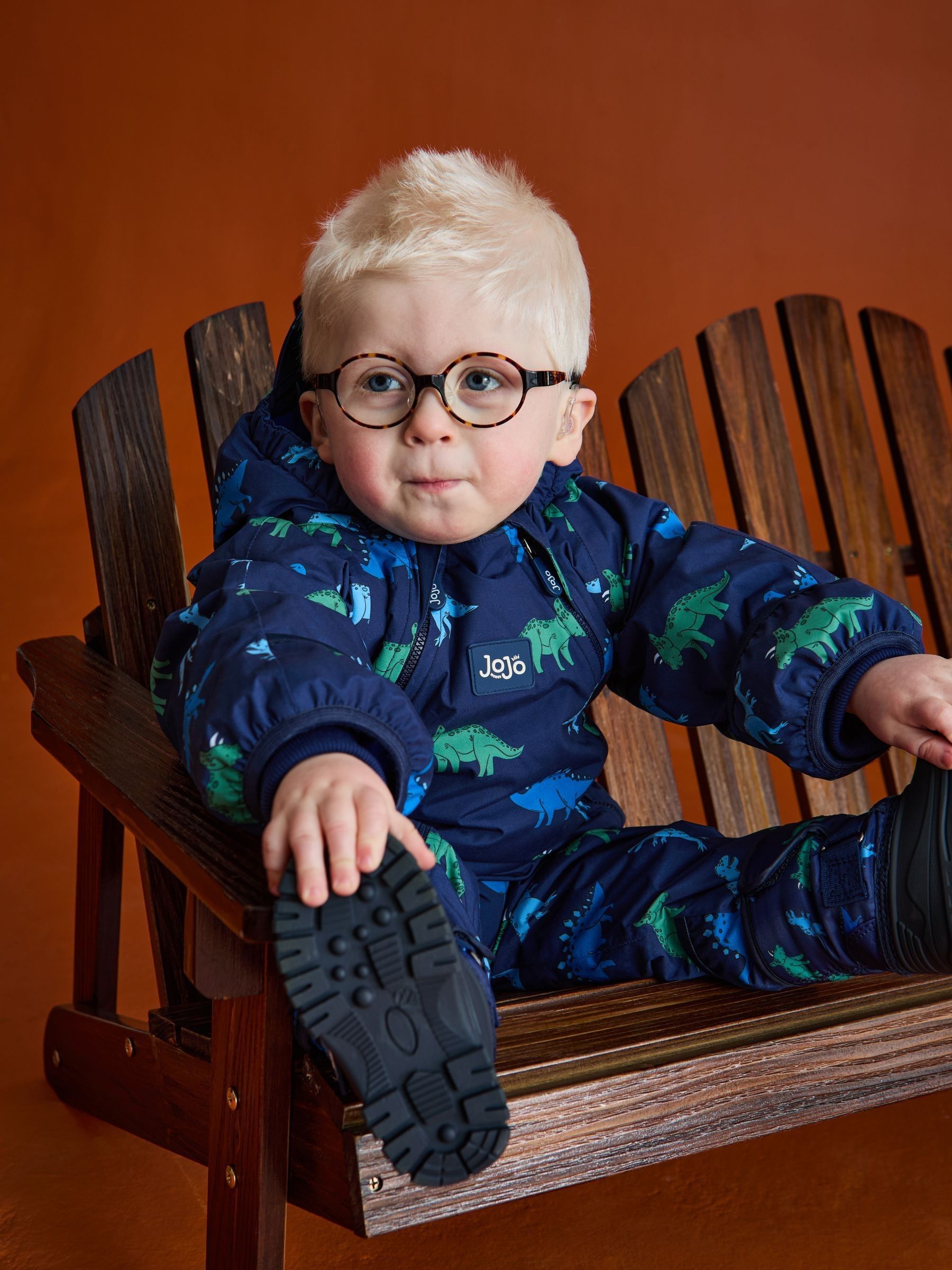 Navy Dino Fleece-lined Waterproof Puddle Suit - Image 2 of 4