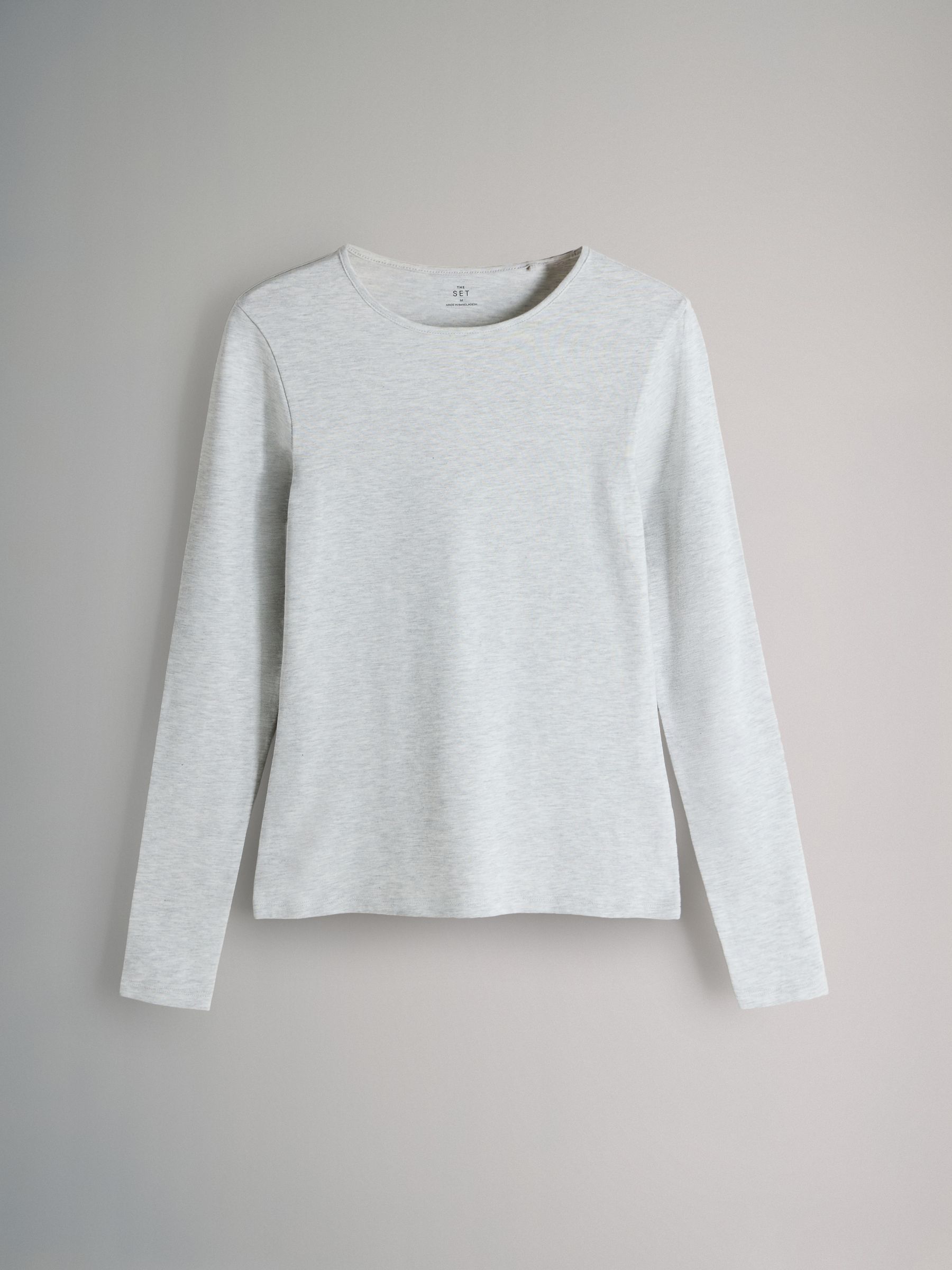 Navy Blue/Light Blue/Charcoal Grey/Grey Marl/White - 5 Pack Long Sleeve Crew Neck T-Shirts - Image 3 of 8