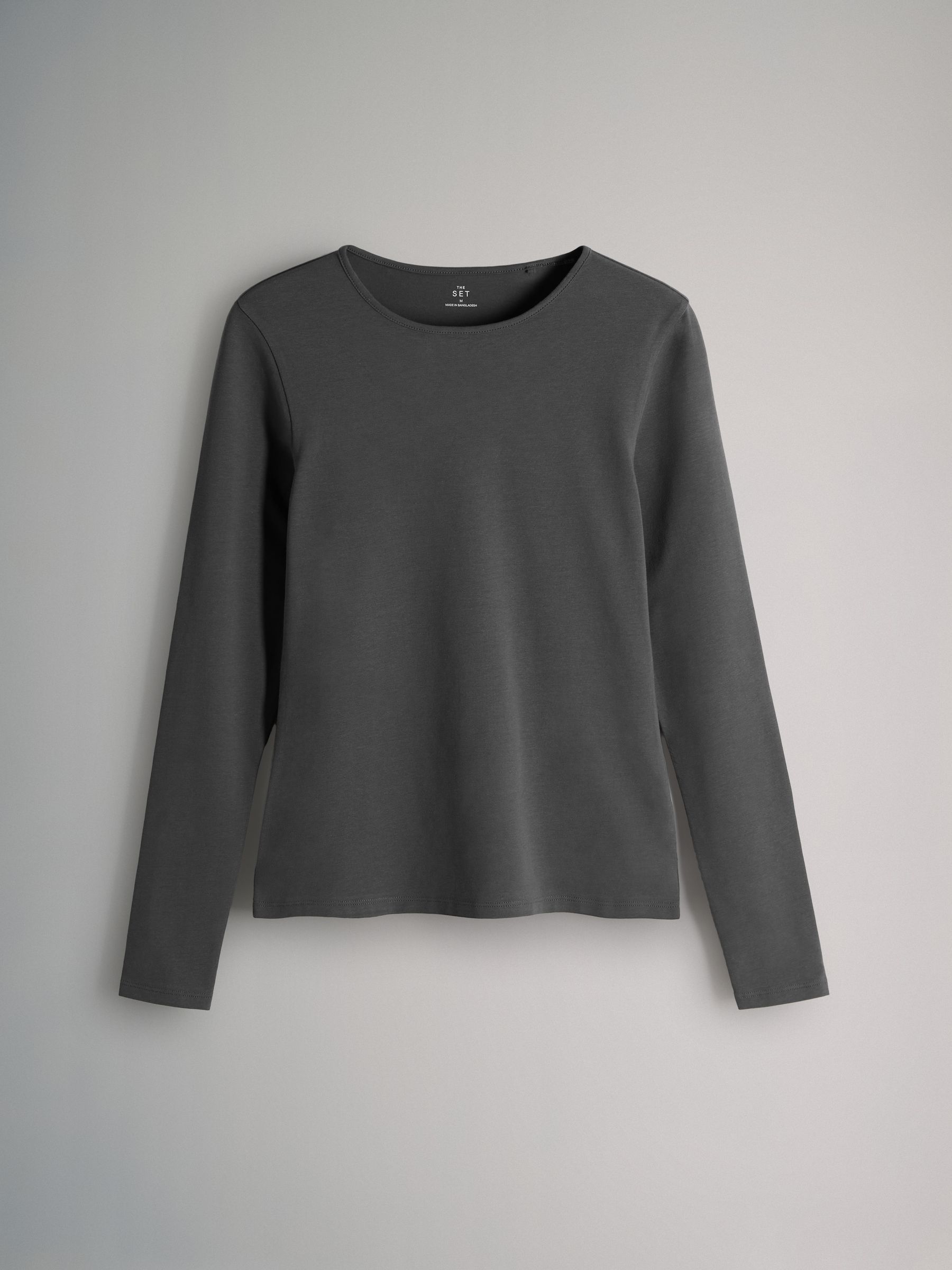 Navy Blue/Light Blue/Charcoal Grey/Grey Marl/White - 5 Pack Long Sleeve Crew Neck T-Shirts - Image 4 of 8