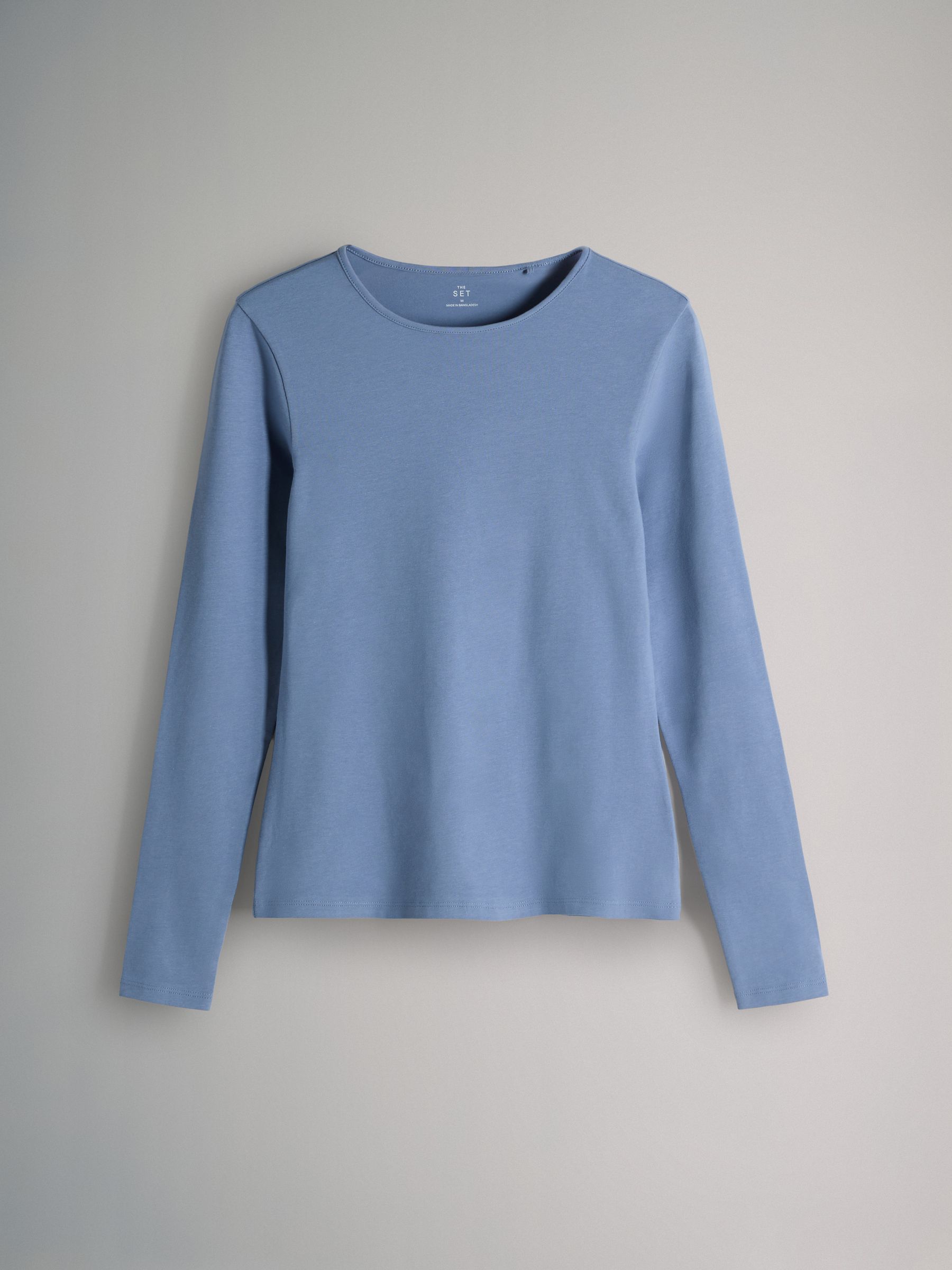 Navy Blue/Light Blue/Charcoal Grey/Grey Marl/White - 5 Pack Long Sleeve Crew Neck T-Shirts - Image 5 of 8