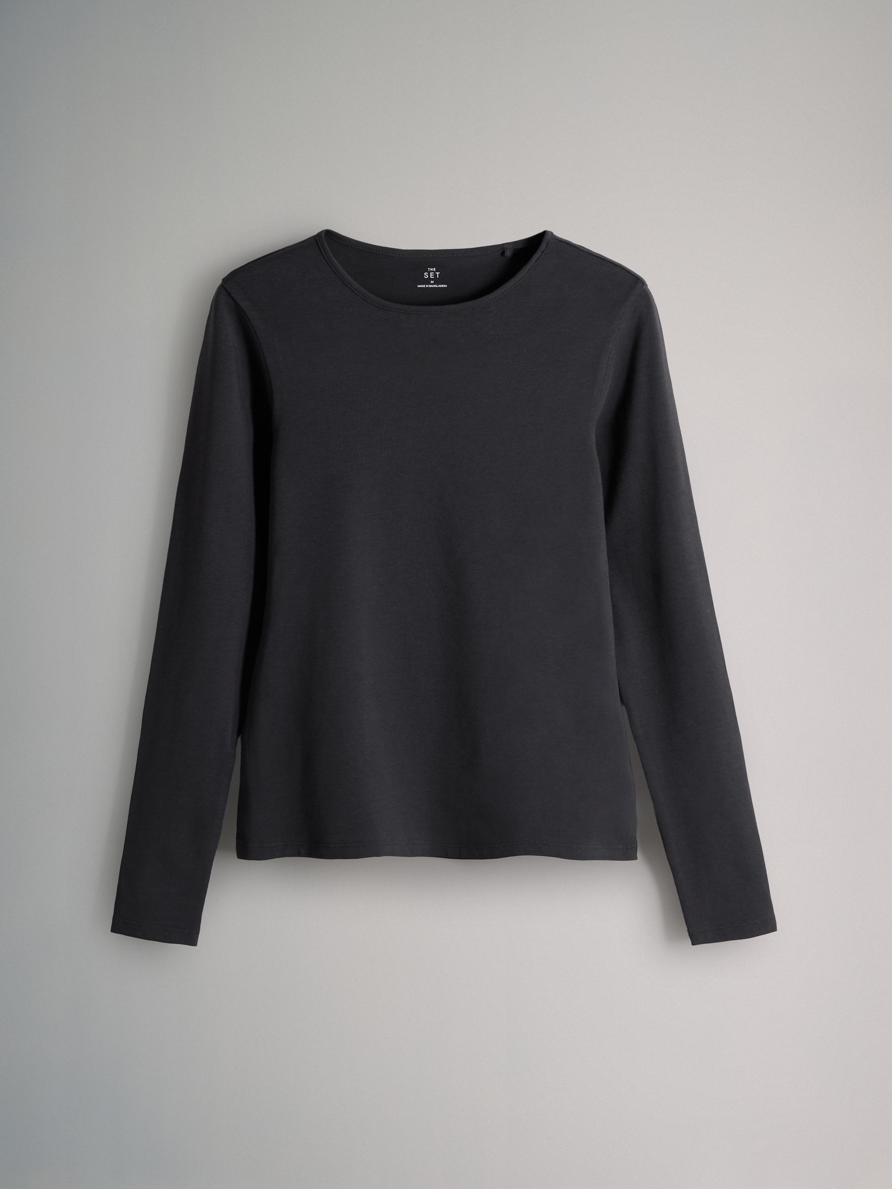 5 Pack Long Sleeve Crew Neck Fitted Tops Navy Blue/Light Blue/Charcoal Grey/Grey Marl/White - Image 6 of 6