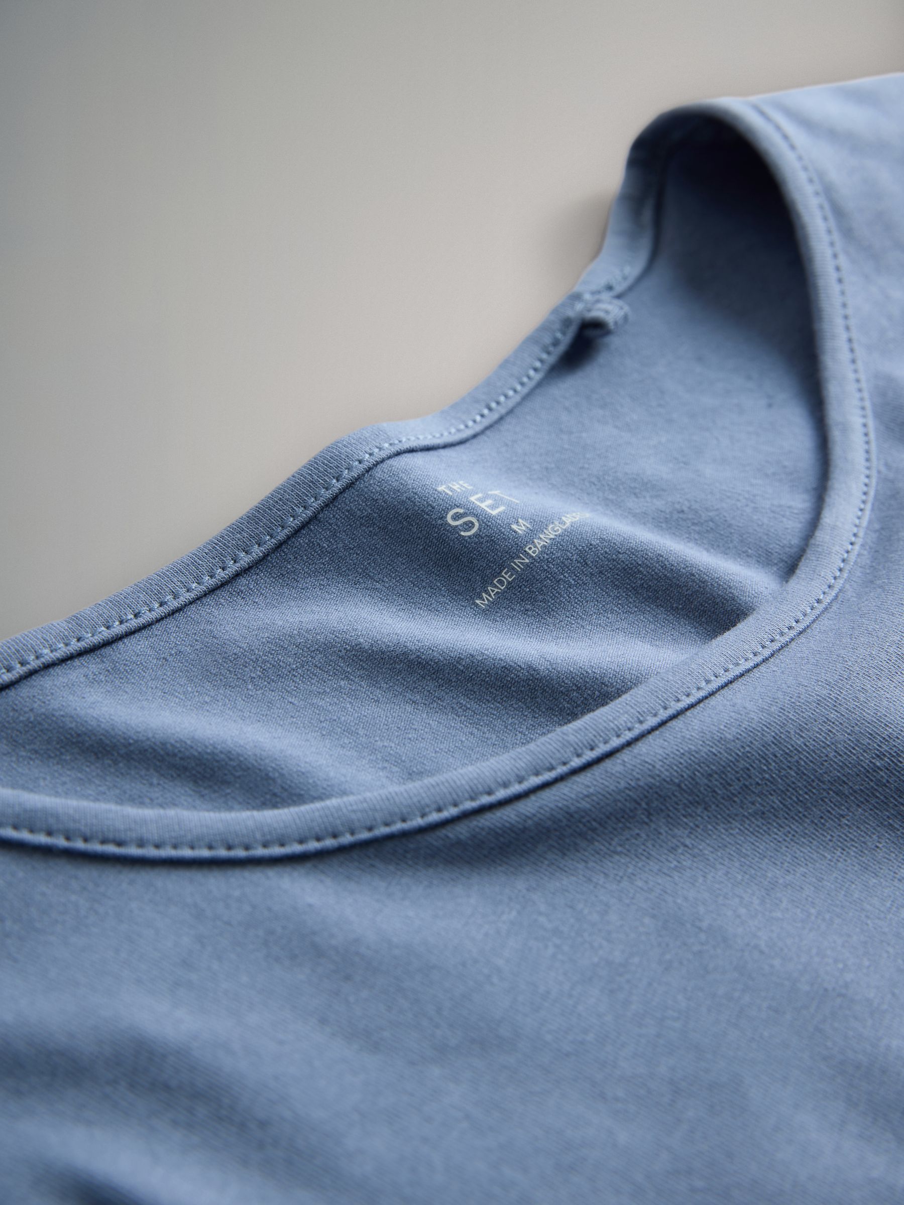 Navy Blue/Light Blue/Charcoal Grey/Grey Marl/White - 5 Pack Long Sleeve Crew Neck T-Shirts - Image 8 of 8