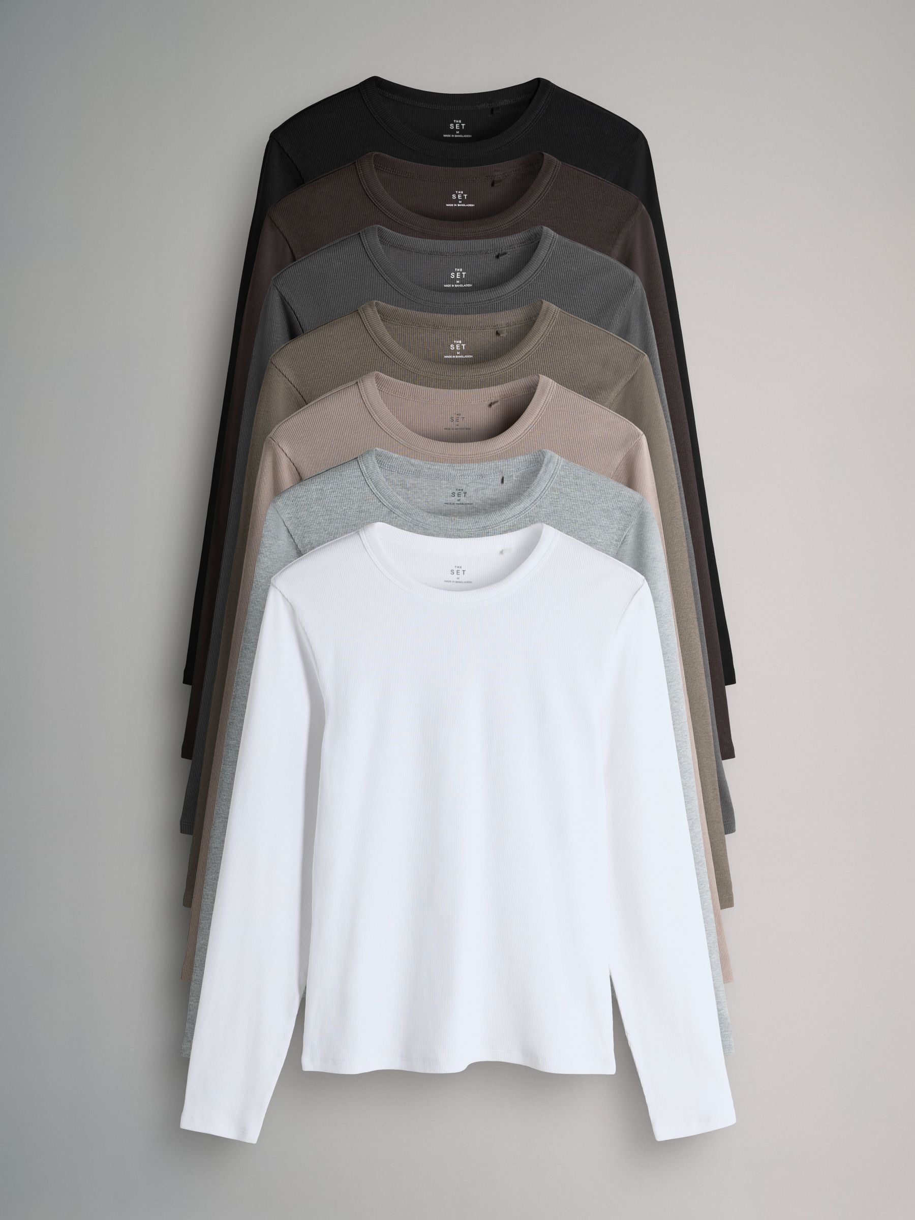 7 Pack Long Sleeve Ribbed T-Shirts - Image 1 of 10