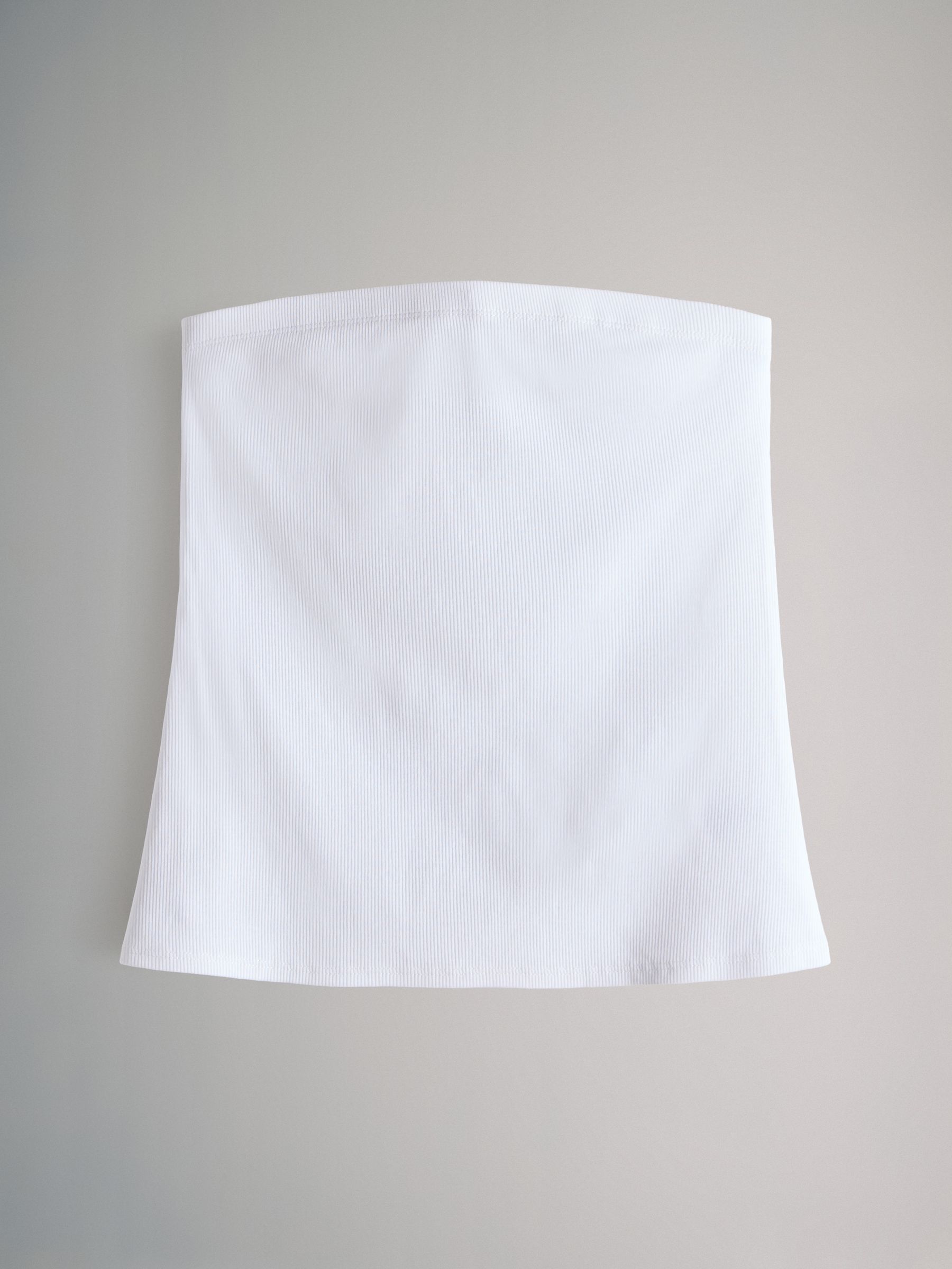 White/Black/Light Grey Marl/Chocolate Brown/Stripe - 5 Pack Ribbed Bandeau Tops - Image 13 of 16