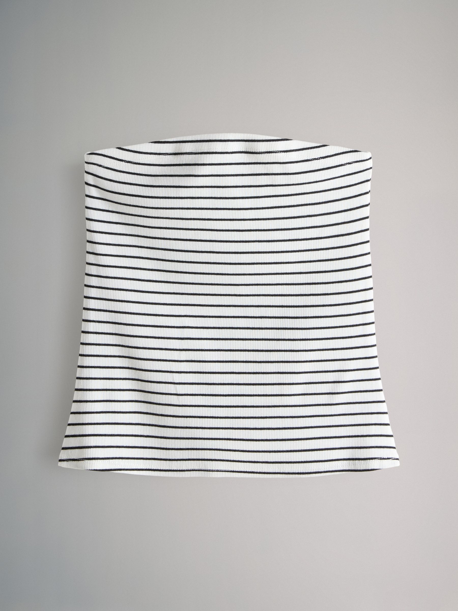 White/Black/Light Grey Marl/Chocolate Brown/Stripe - 5 Pack Ribbed Bandeau Tops - Image 4 of 16