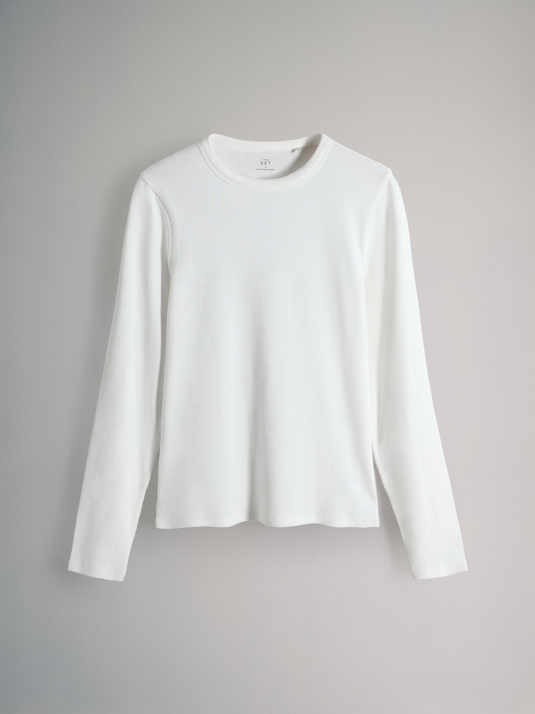 Cream/Navy/Light Blue/Brown/Stripe - 5 Pack Ribbed Long Sleeve T-Shirts - Image 2 of 8